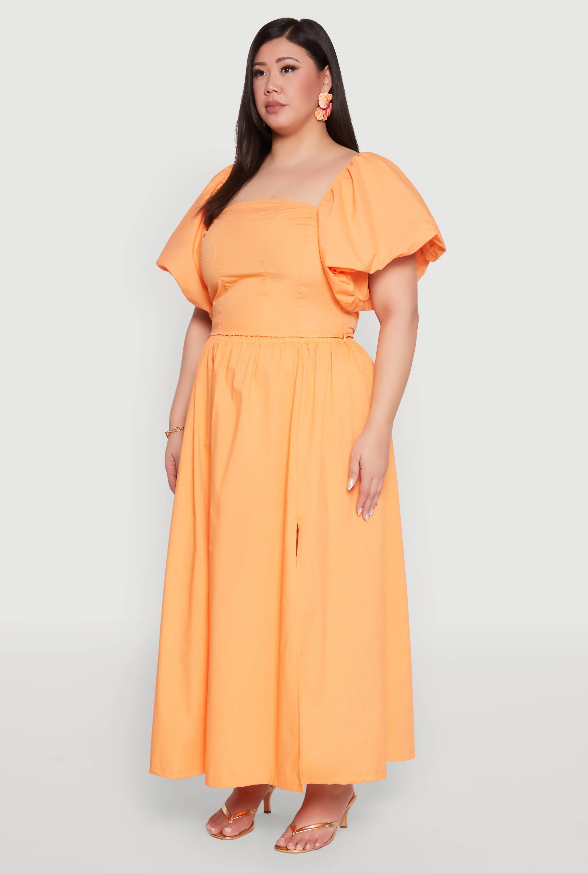 Plus Size Smocked Back Poplin Crop Top sold by Rainbow product image thumbnail 5