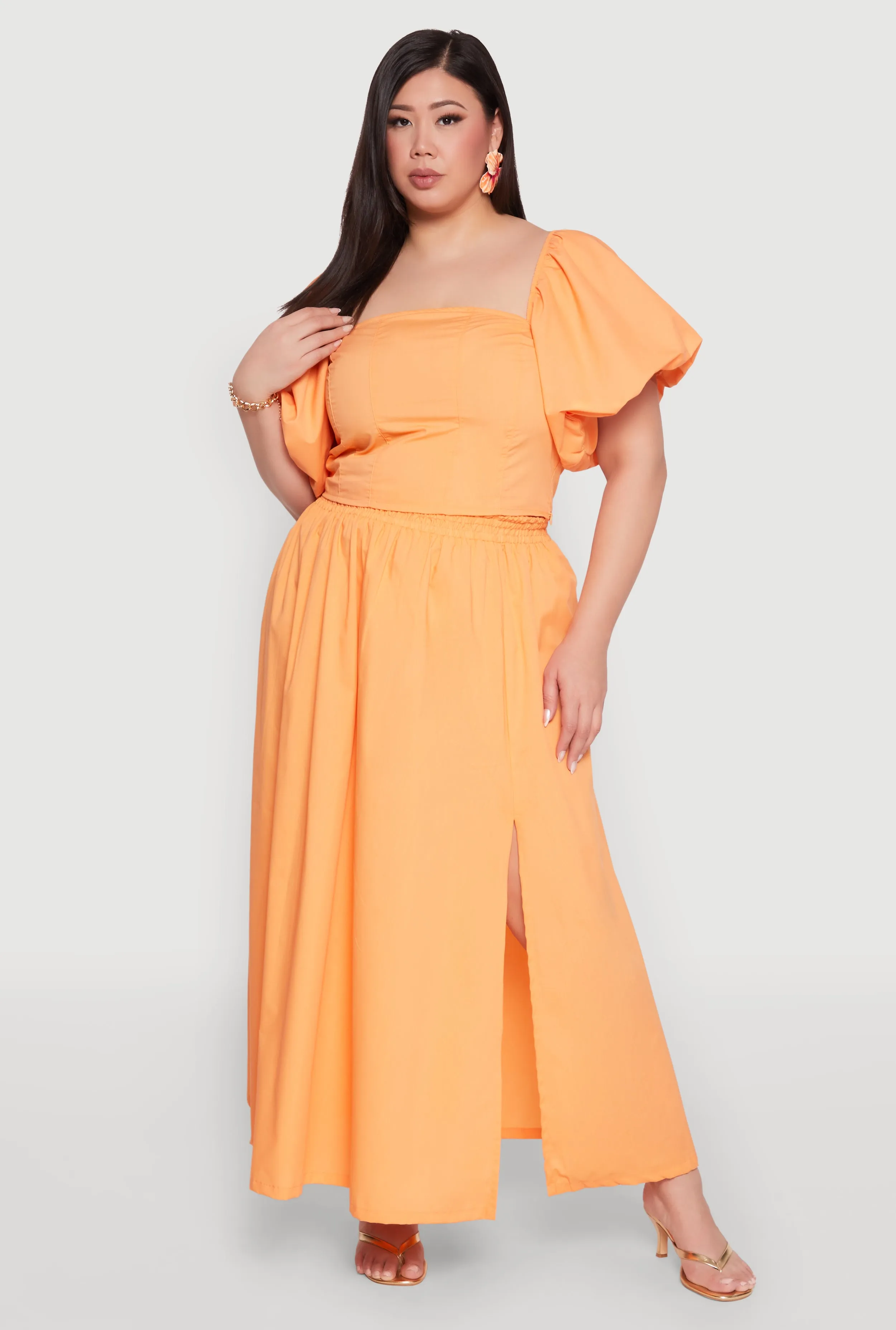 Plus Size Smocked Back Poplin Crop Top sold by Rainbow product image thumbnail 3