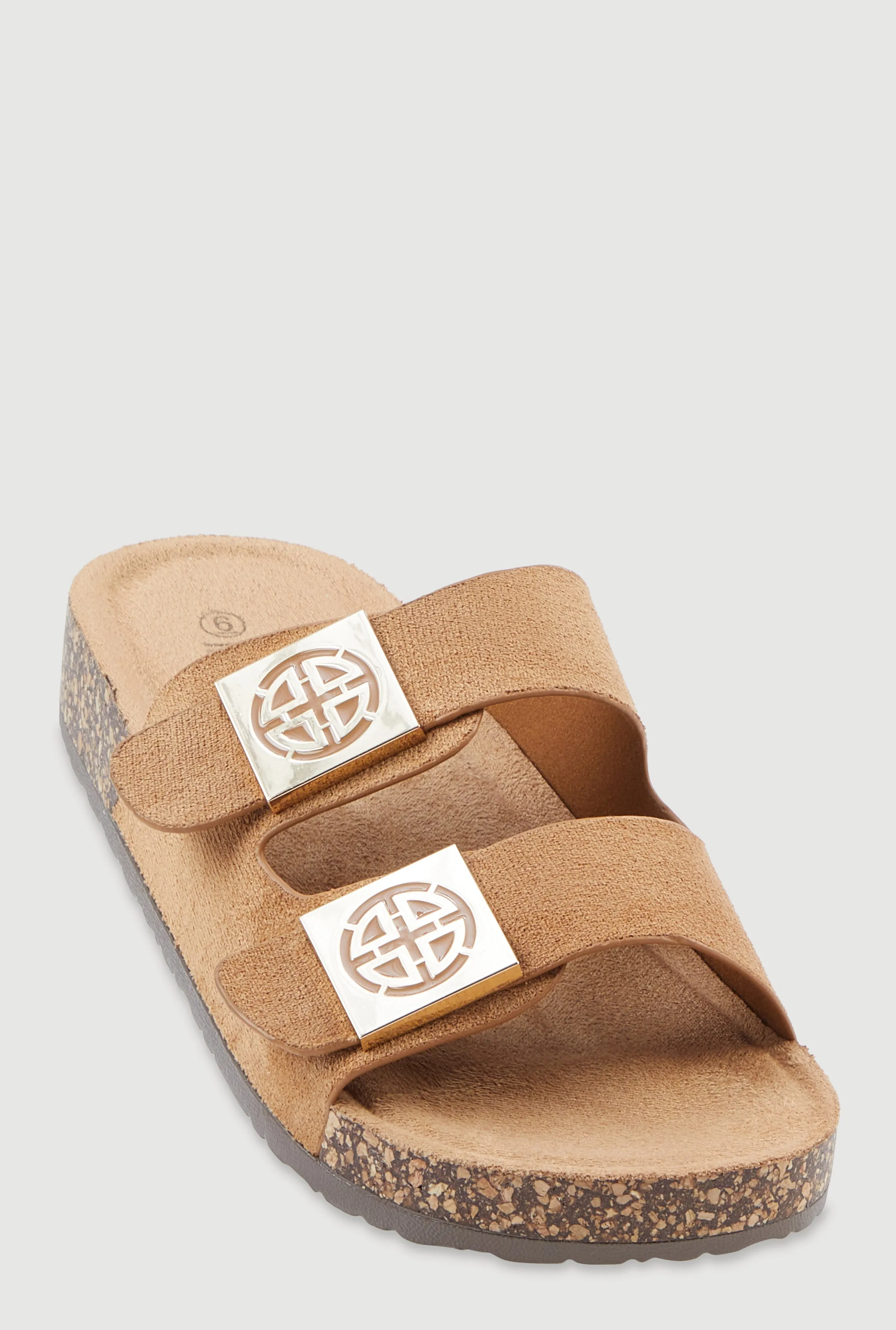 Double Geometric Band Footbed Sandals sold by Rainbow