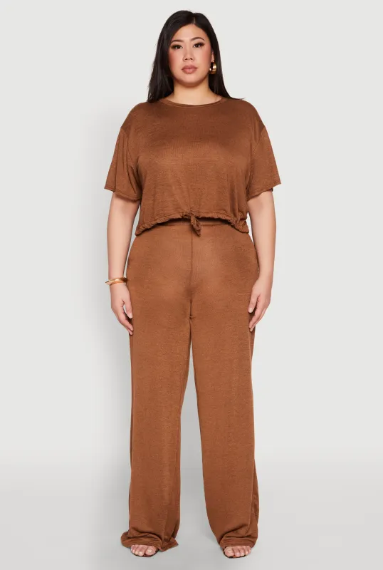 Plus Size Daisy High Waisted Wide Leg Pants sold by Rainbow