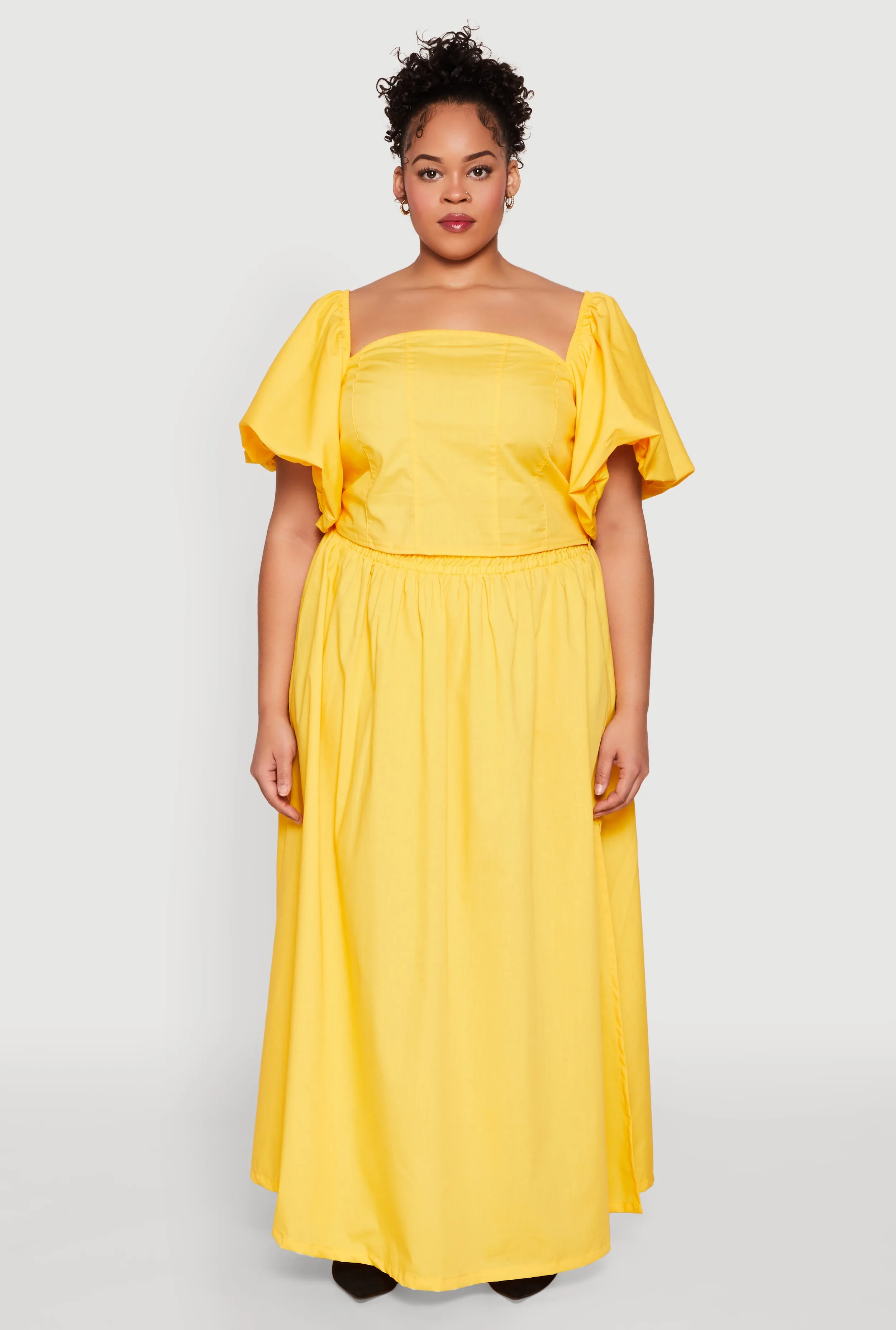 Plus Size Smocked Back Poplin Crop Top sold by Rainbow product image thumbnail 2