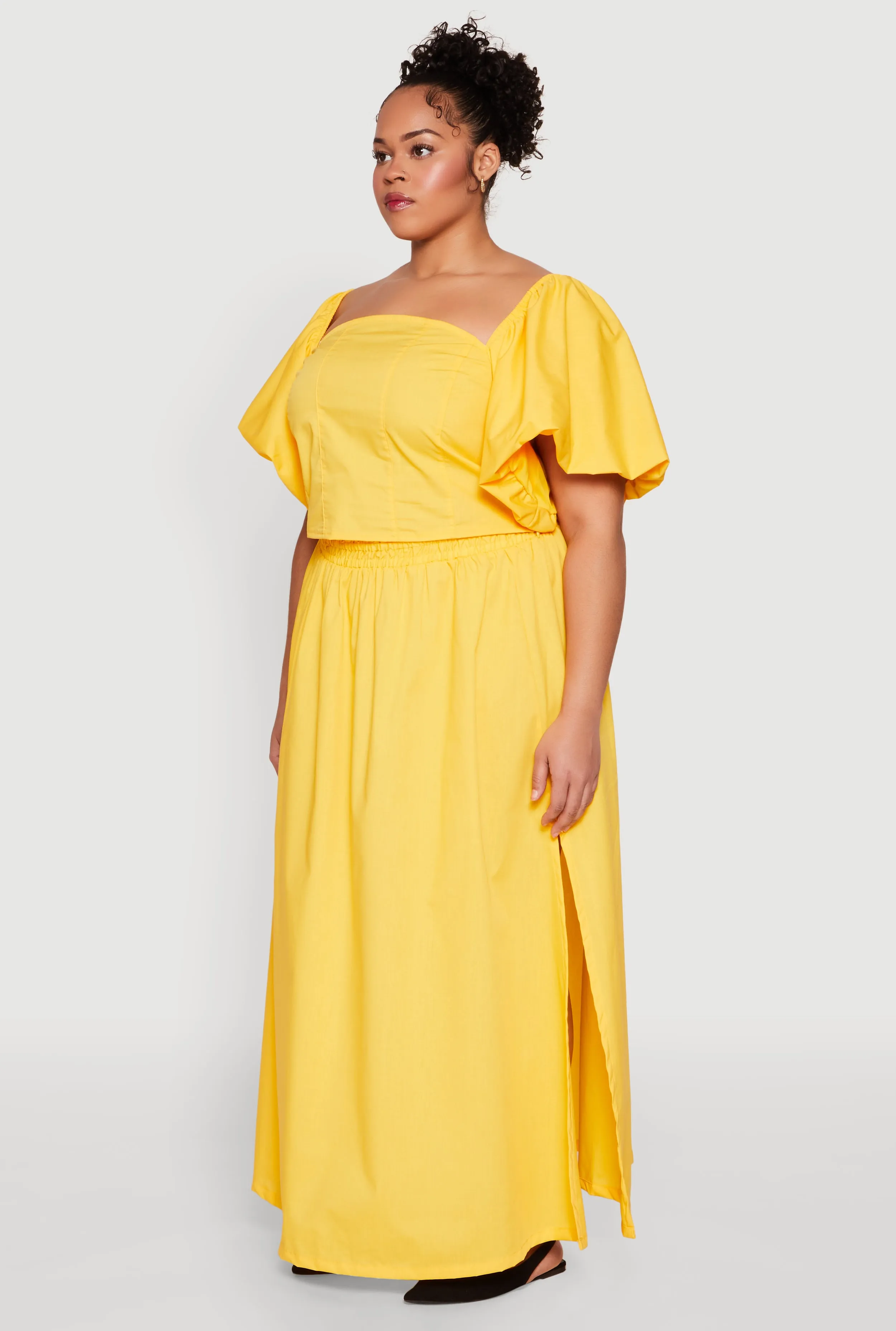 Plus Size Smocked Back Poplin Crop Top sold by Rainbow product image thumbnail 5