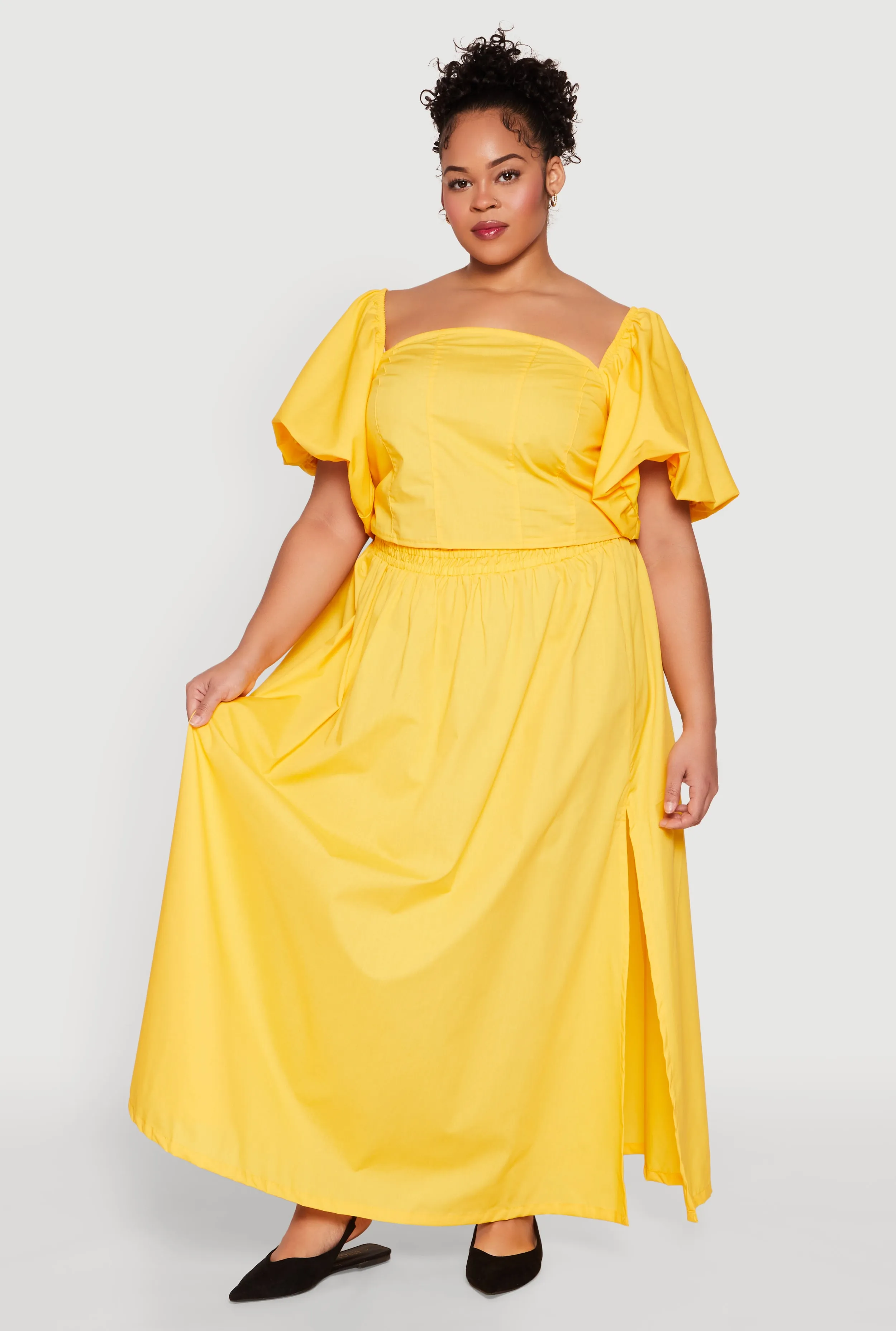 Plus Size Smocked Back Poplin Crop Top sold by Rainbow product image thumbnail 3