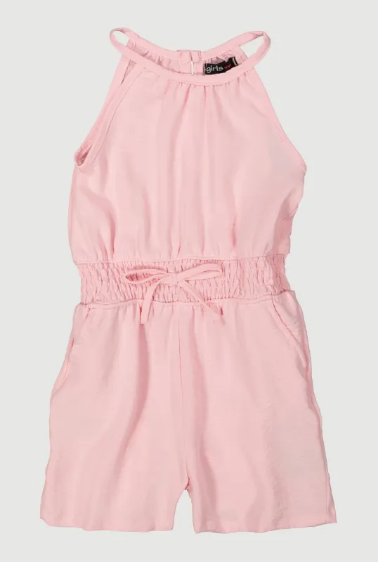 Little Girls Smocked Waist Sleeveless Romper sold by Rainbow