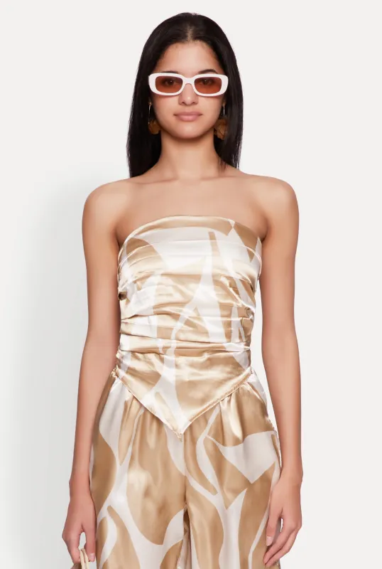 Patterned Satin Strapless Top sold by Rainbow
