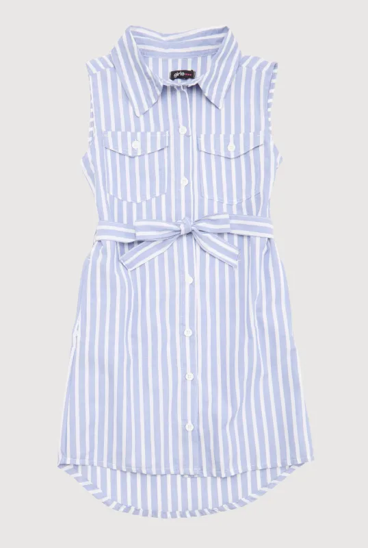 Girls Striped Sleeveless Shirt Dress sold by Rainbow