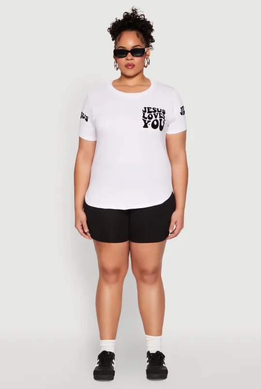 Plus Size Jesus Loves You T Shirt sold by Rainbow