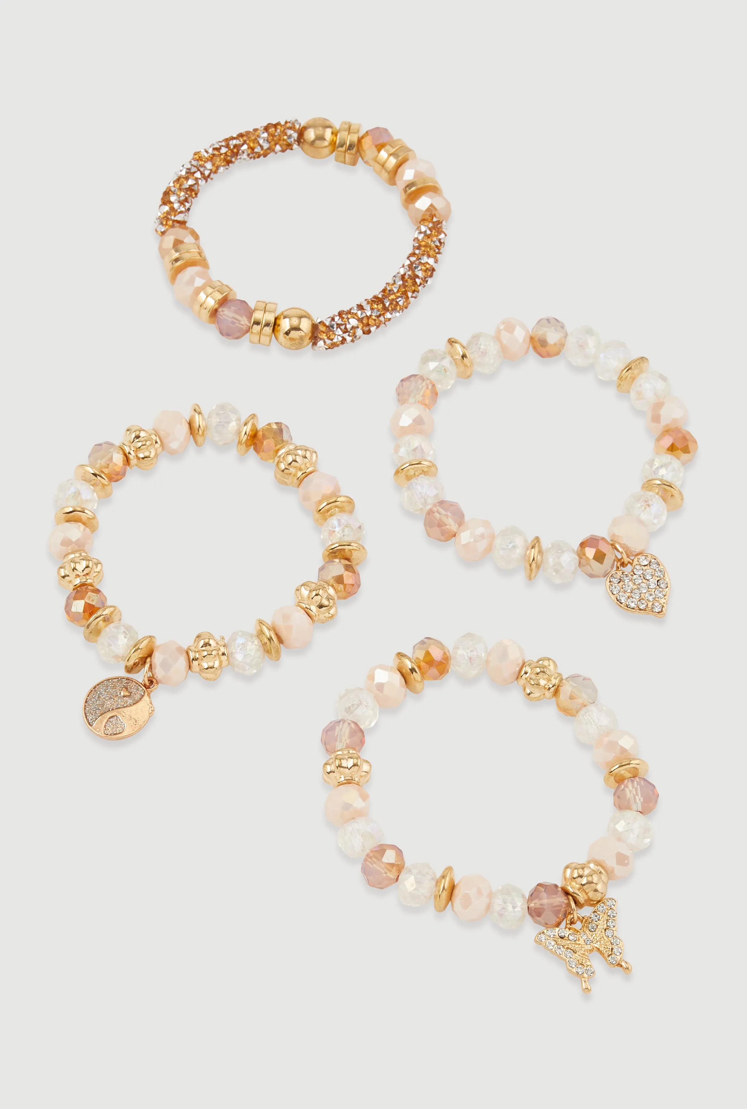 Rhinestone Charm Beaded Stretch Bracelets Set of 4 sold by Rainbow product image thumbnail 3