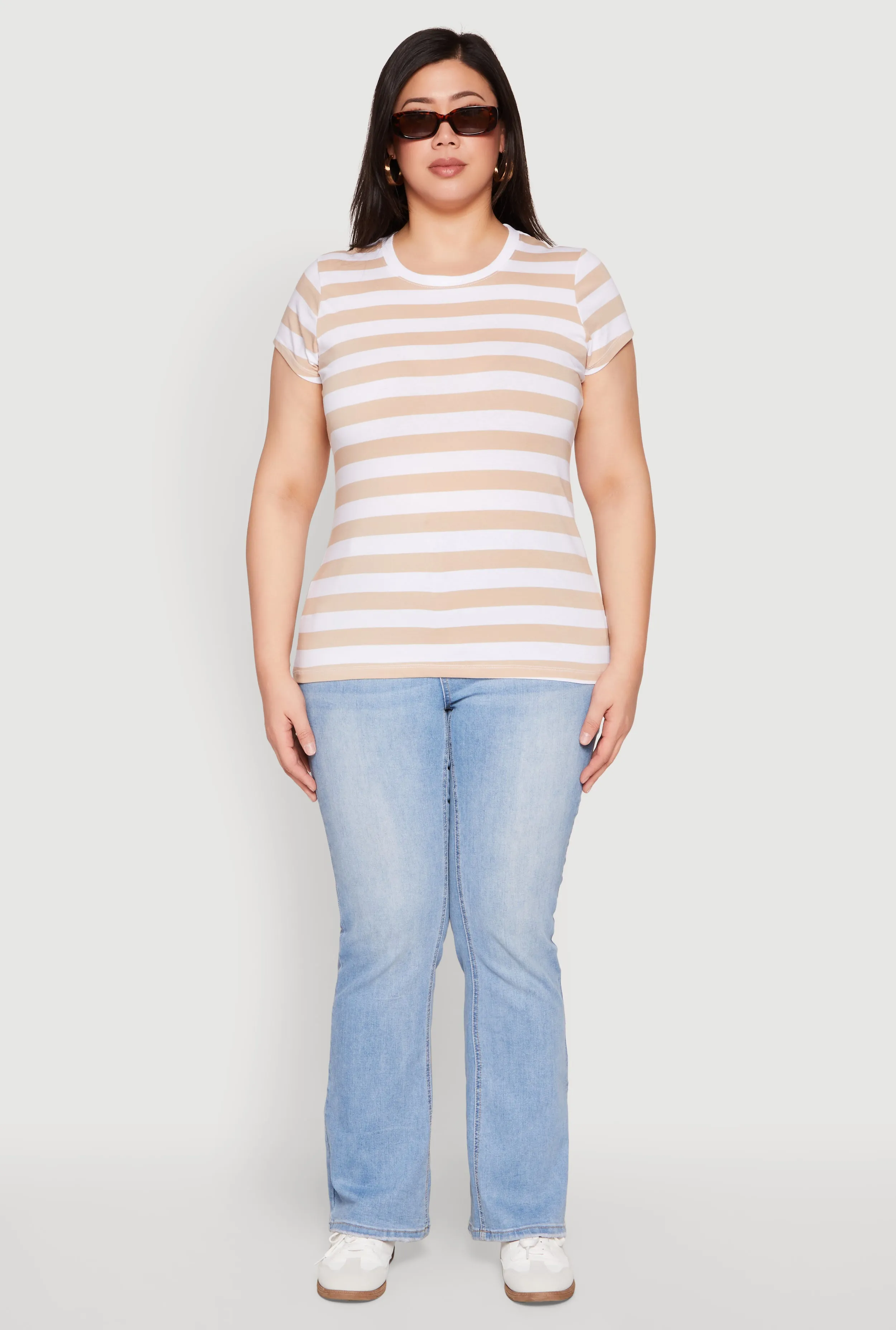 Plus Size Striped Crew Neck Tee sold by Rainbow product image thumbnail 3