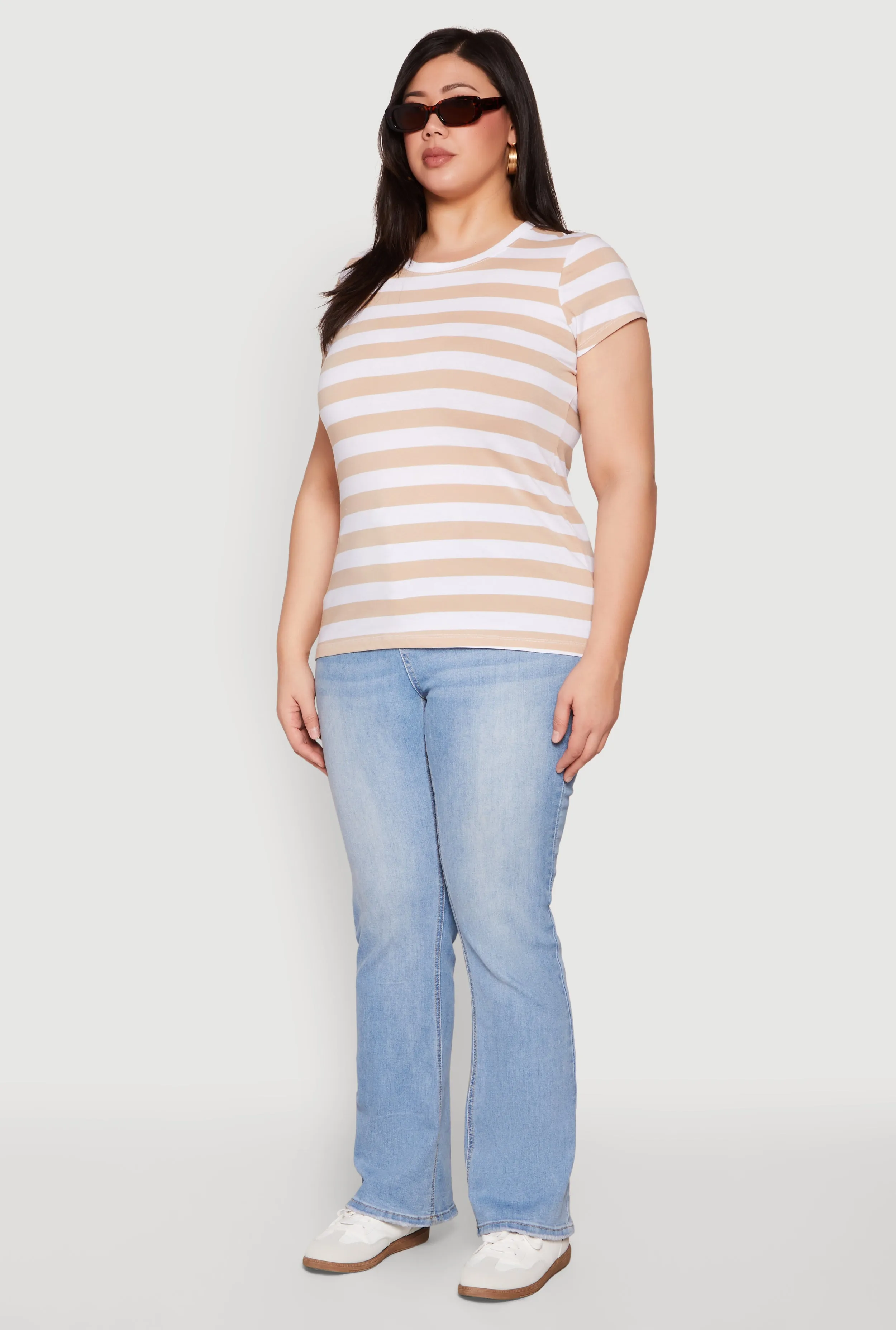 Plus Size Striped Crew Neck Tee sold by Rainbow product image thumbnail 5