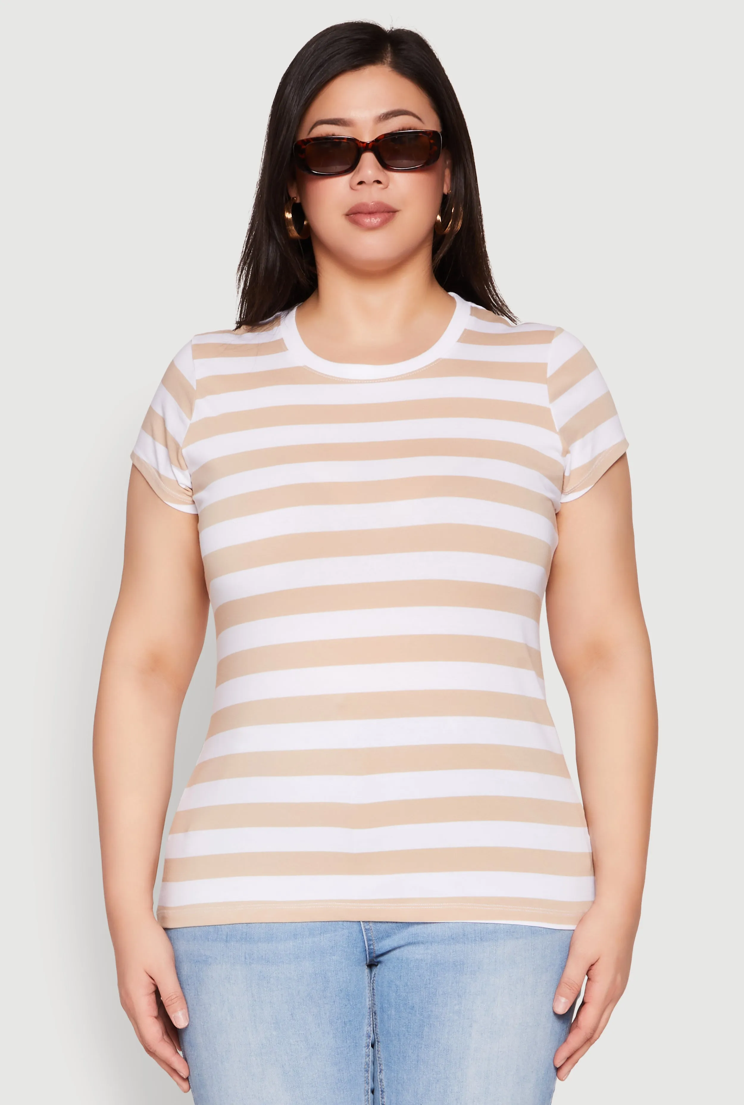 Plus Size Striped Crew Neck Tee sold by Rainbow product image thumbnail 2