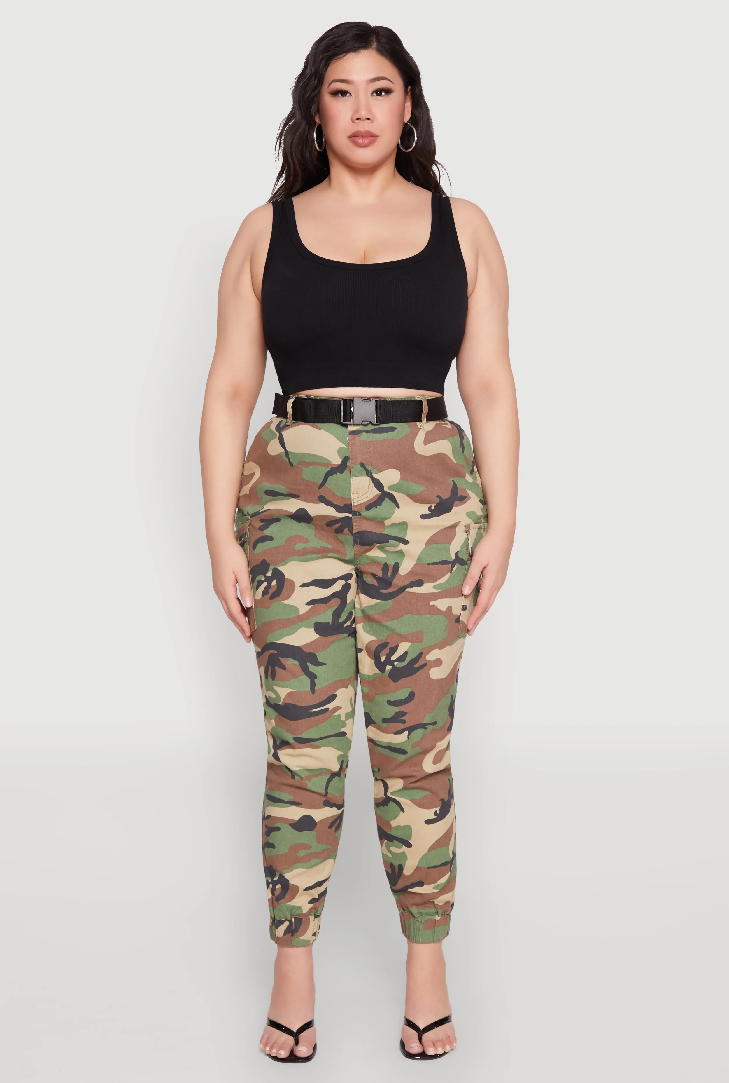 Plus Size Belted Camo Cargo Joggers sold by Rainbow product image thumbnail 2