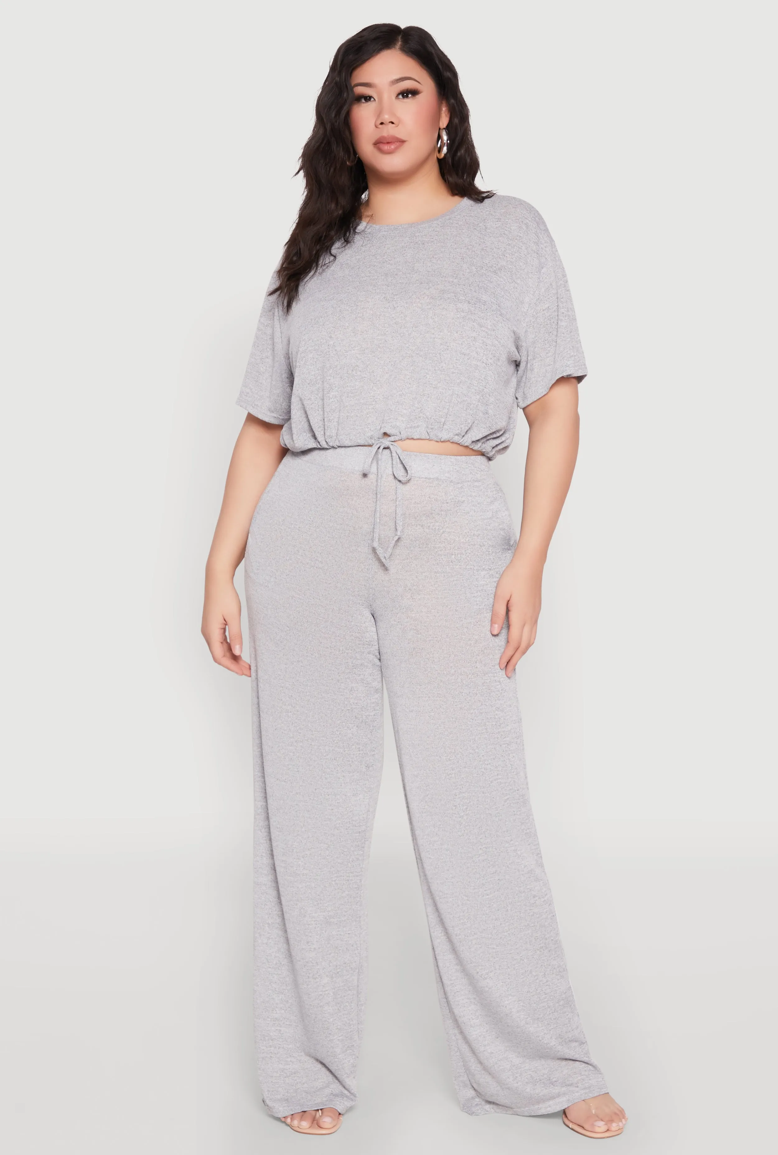 Plus Size Daisy Brushed Knit Drawstring Hem Tee sold by Rainbow product image thumbnail 3