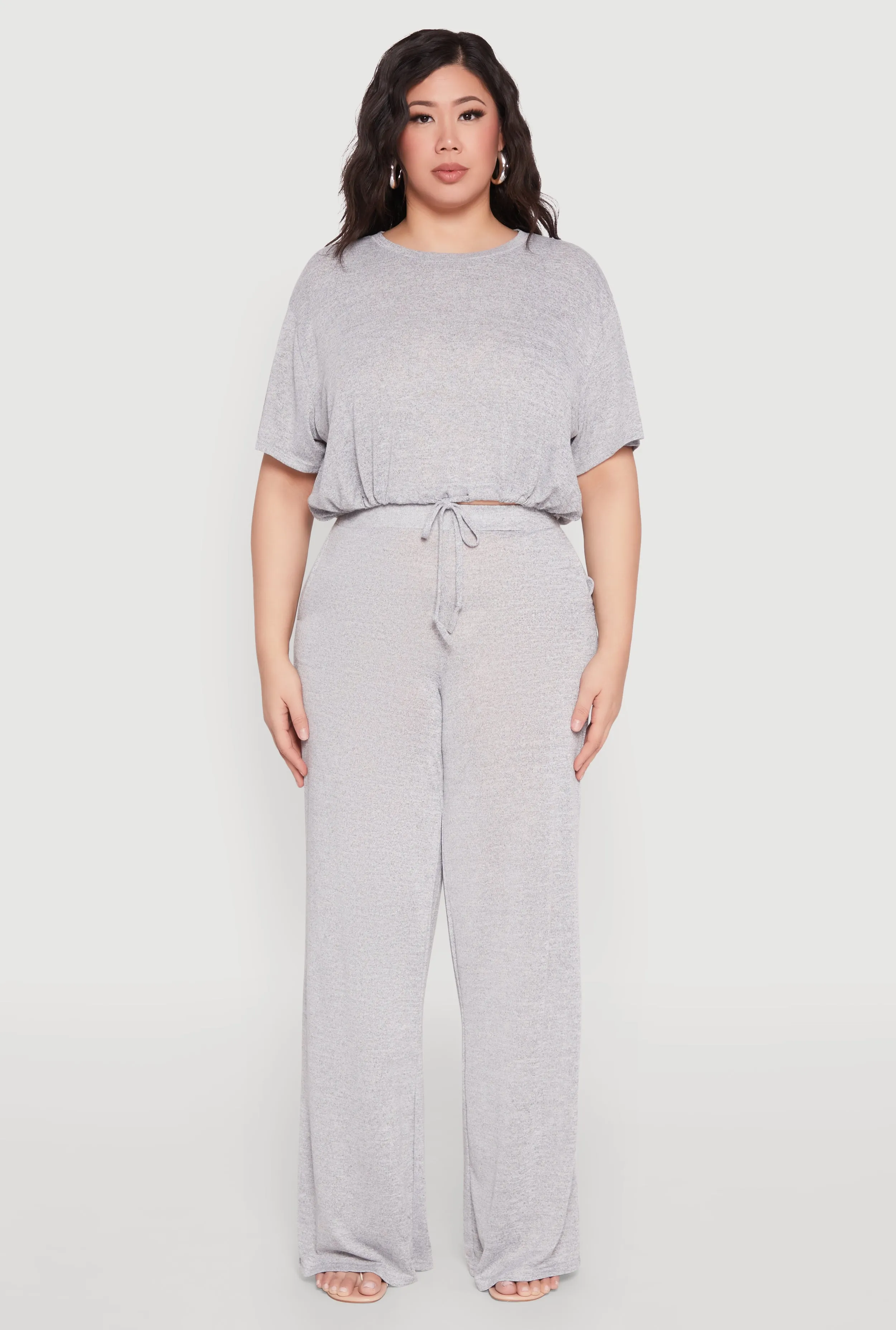 Plus Size Daisy Brushed Knit Drawstring Hem Tee sold by Rainbow product image thumbnail 2