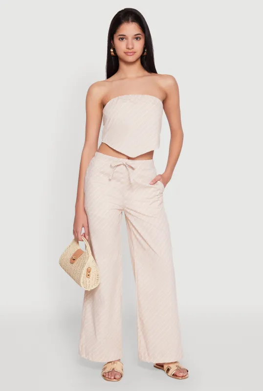 High Waisted Pinstripe Wide Leg Pants sold by Rainbow