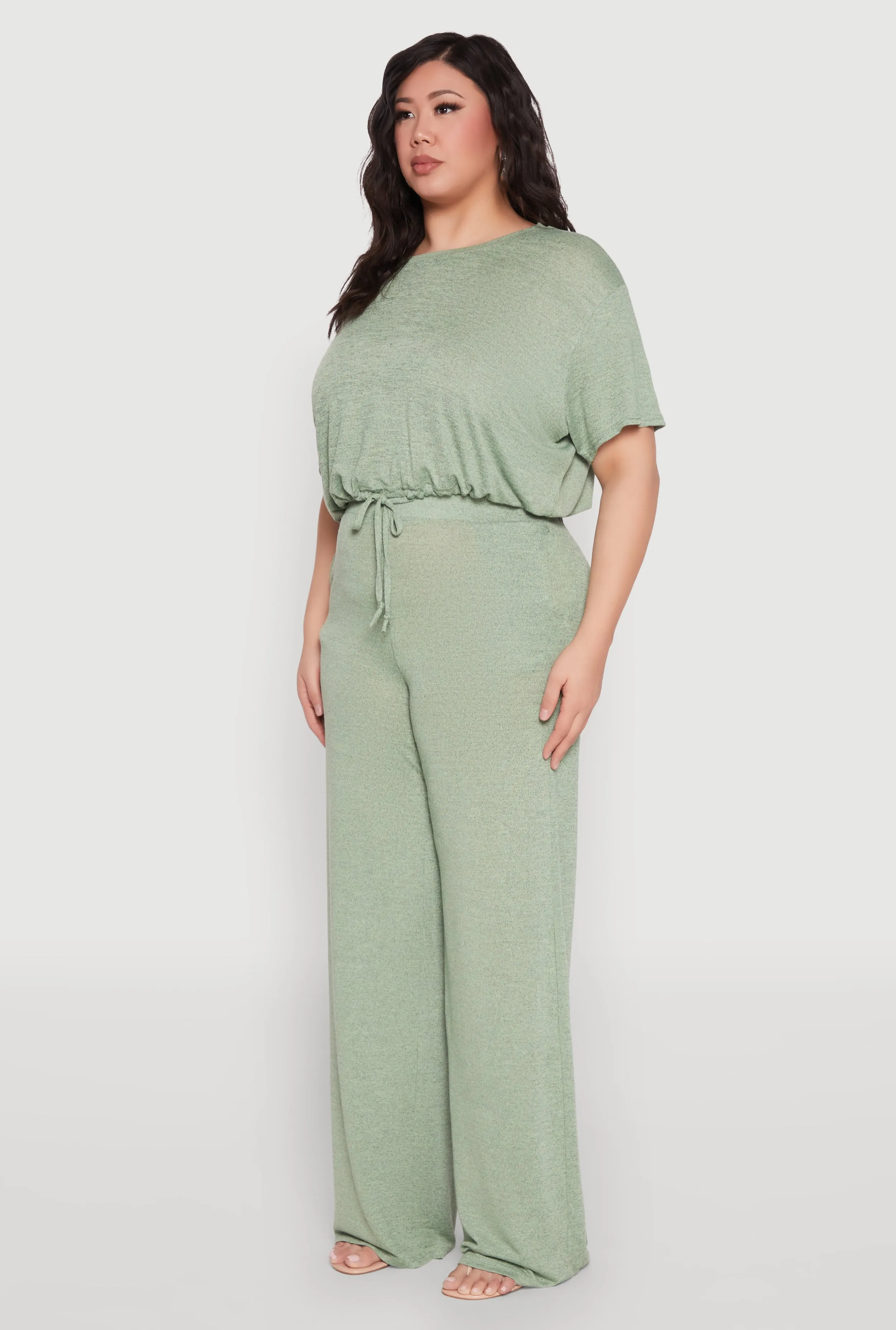 Plus Size Daisy Brushed Knit Drawstring Hem Tee sold by Rainbow product image thumbnail 5