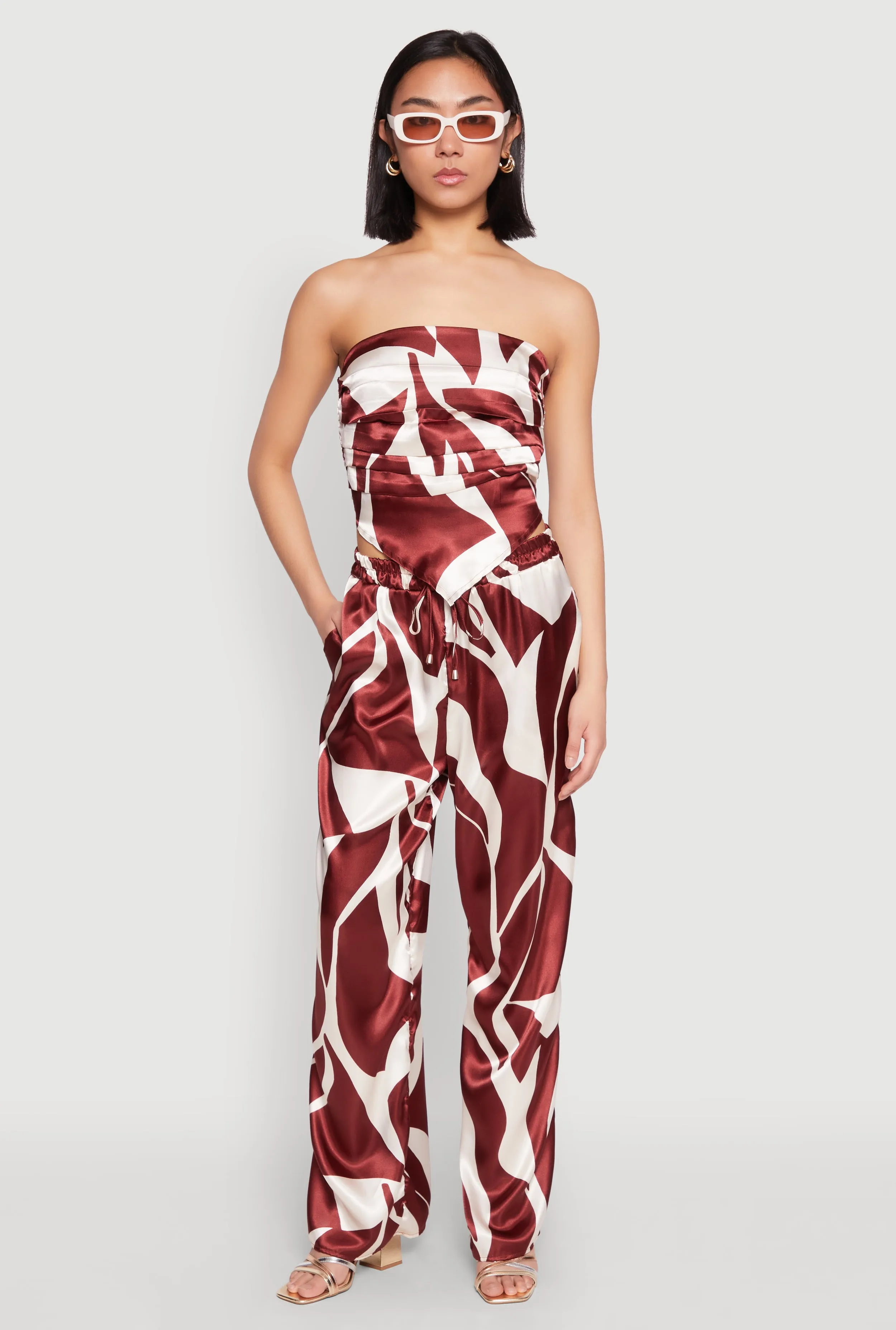 Patterned Satin Palazzo Pants sold by Rainbow