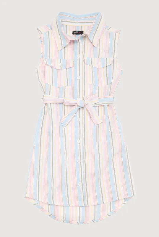 Girls Striped Sleeveless Shirt Dress sold by Rainbow