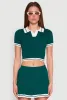 Daisy Varsity Stripe Cropped Polo Shirt sold by Rainbow