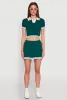 Daisy Varsity Stripe Cropped Polo Shirt sold by Rainbow