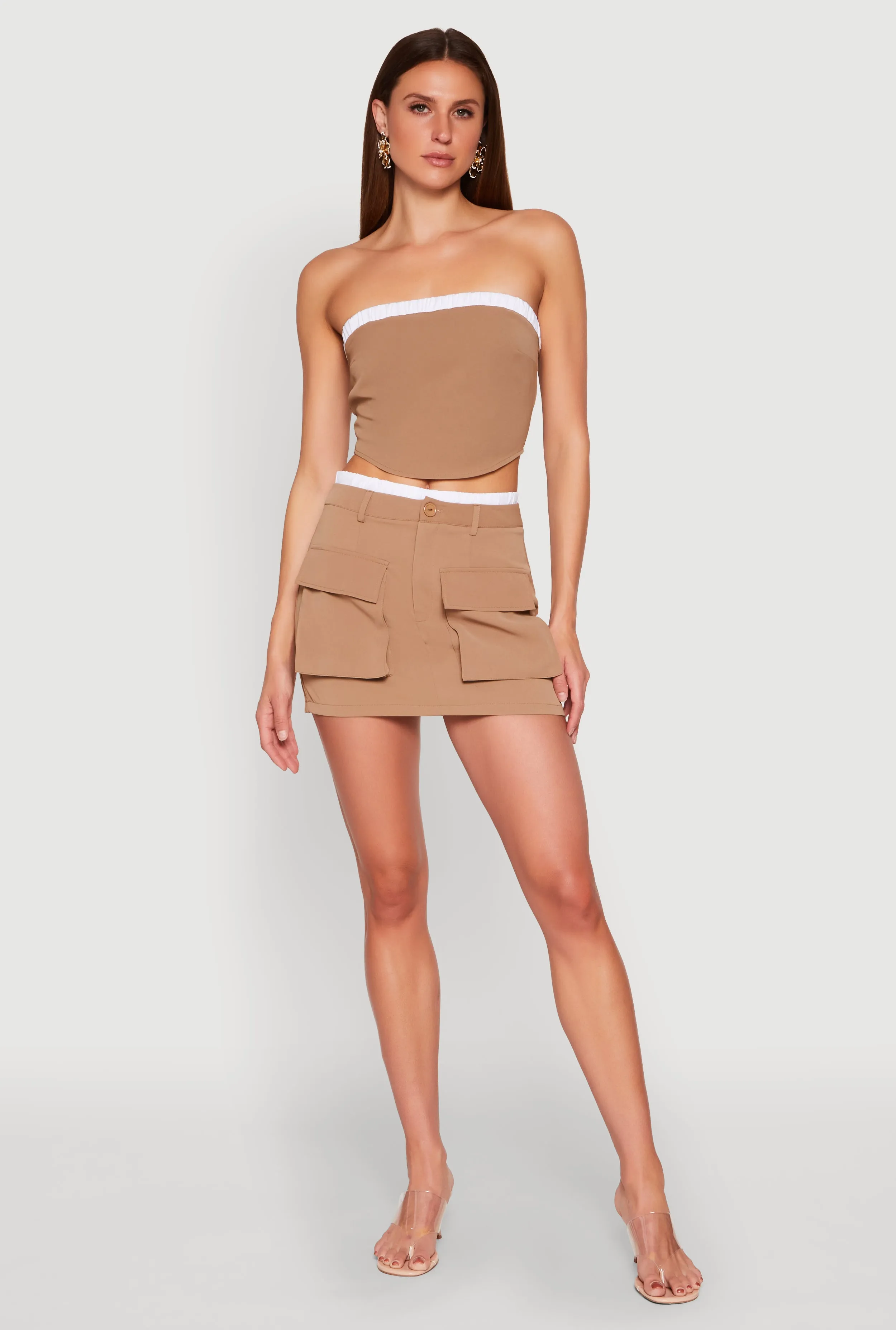 Contrast Trim Cargo Pocket Mini Skirt sold by Rainbow product image thumbnail 2