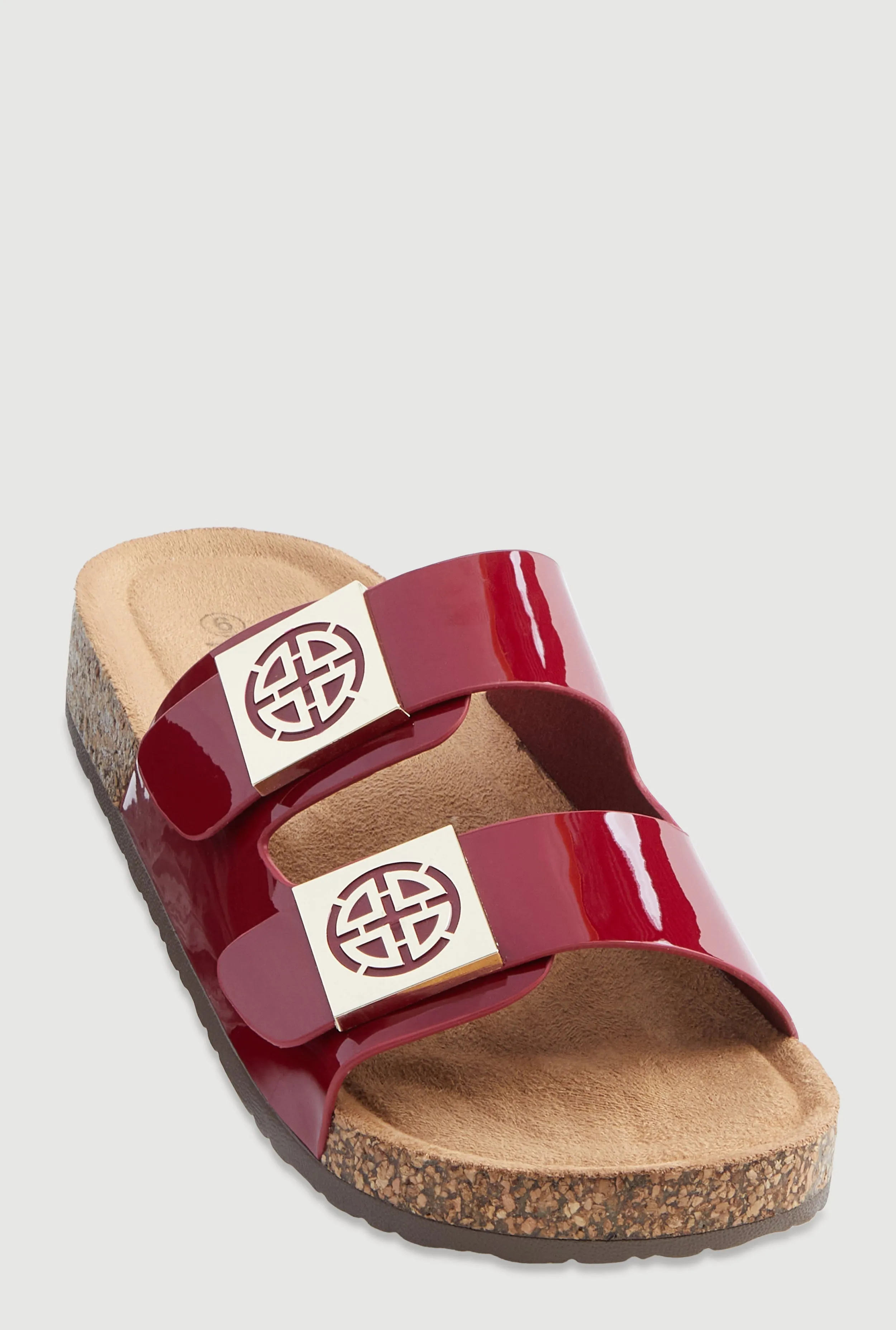 Double Geometric Band Footbed Sandals sold by Rainbow