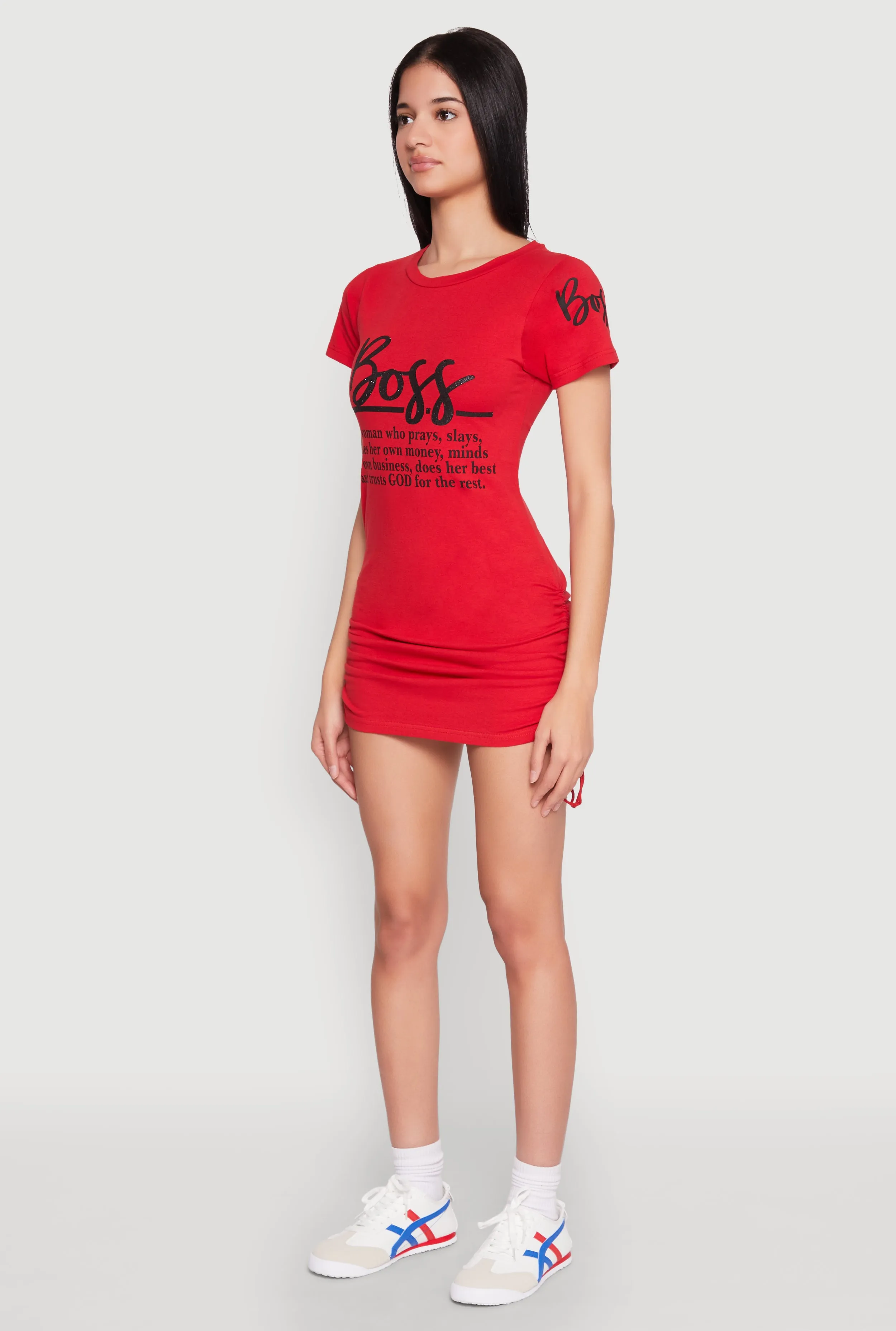 Boss Glitter Ruched T Shirt Dress sold by Rainbow product image thumbnail 3