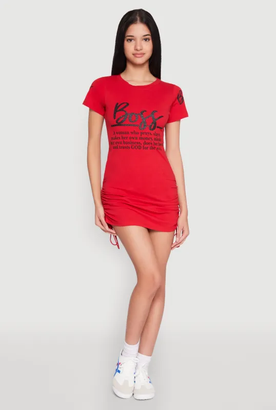 Boss Glitter Ruched T Shirt Dress sold by Rainbow