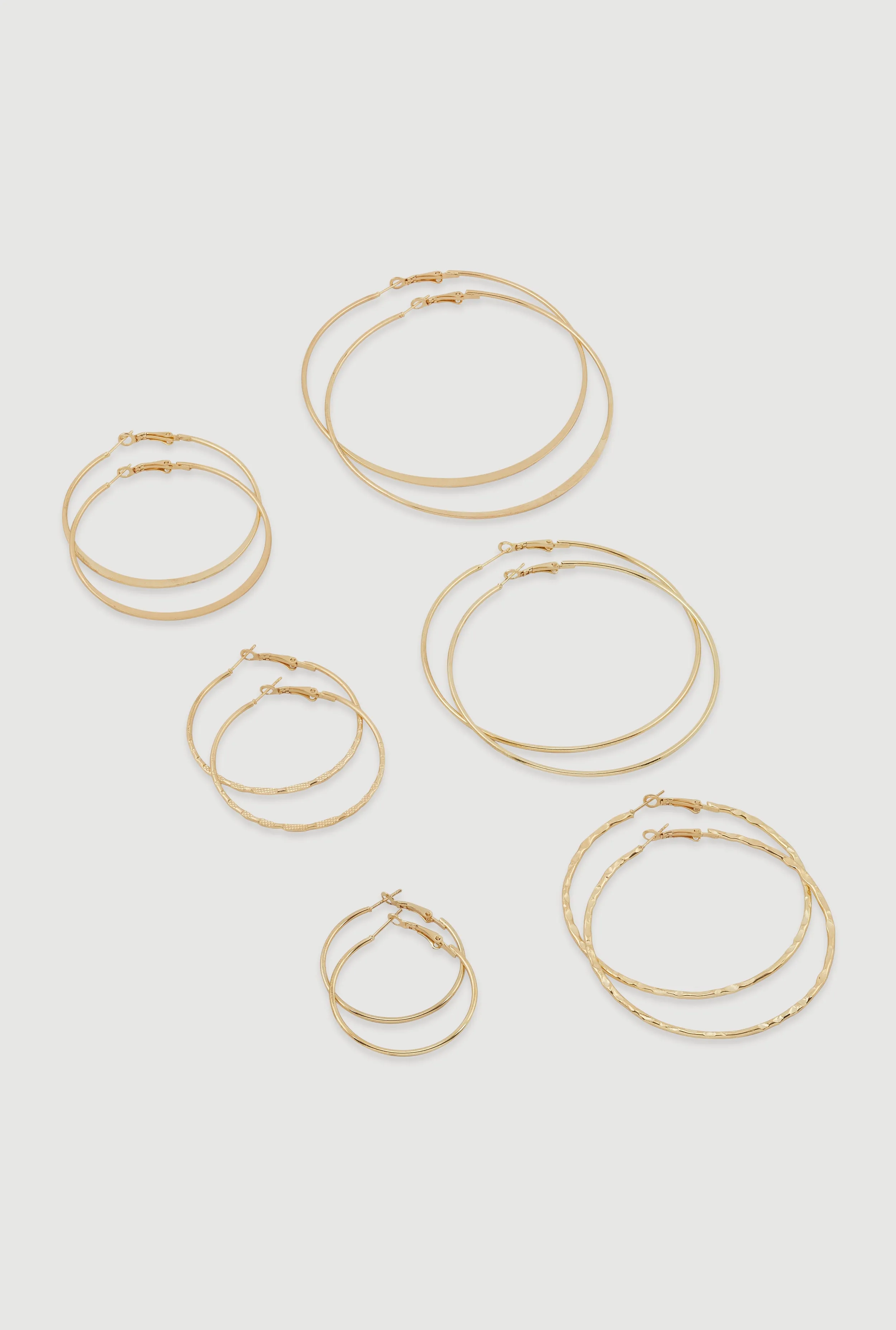 Assorted Metallic Hoop Earrings Set of 6 sold by Rainbow