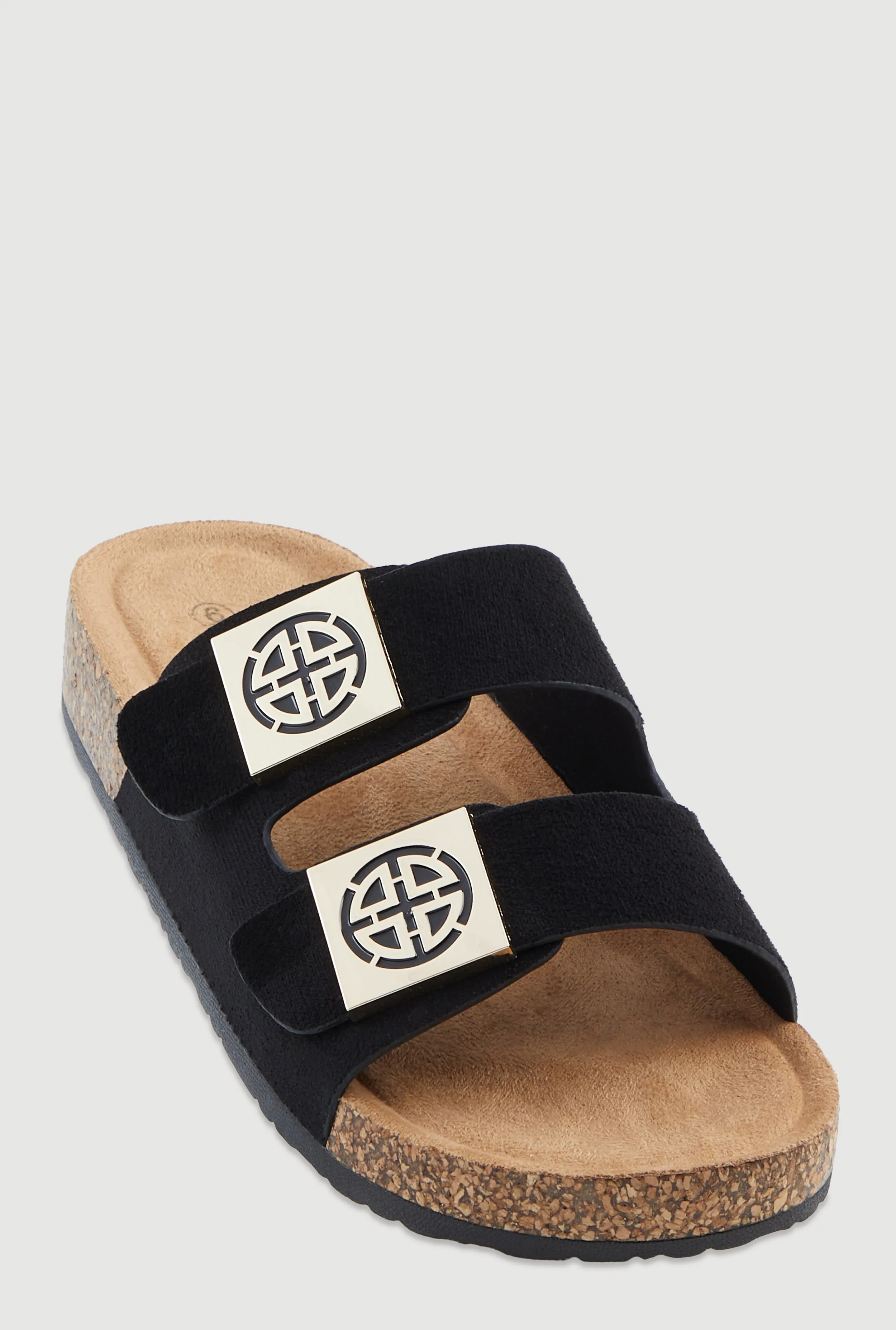 Double Geometric Band Footbed Sandals sold by Rainbow