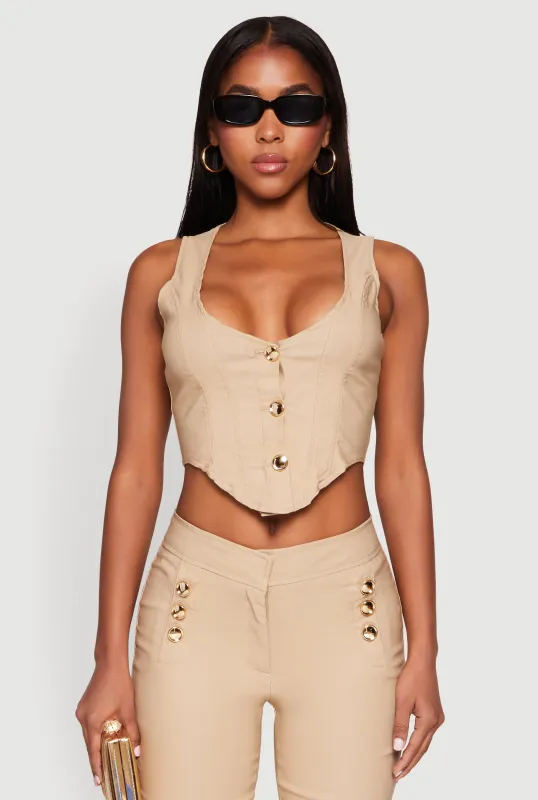 Cropped Corset Detail Vest sold by Rainbow