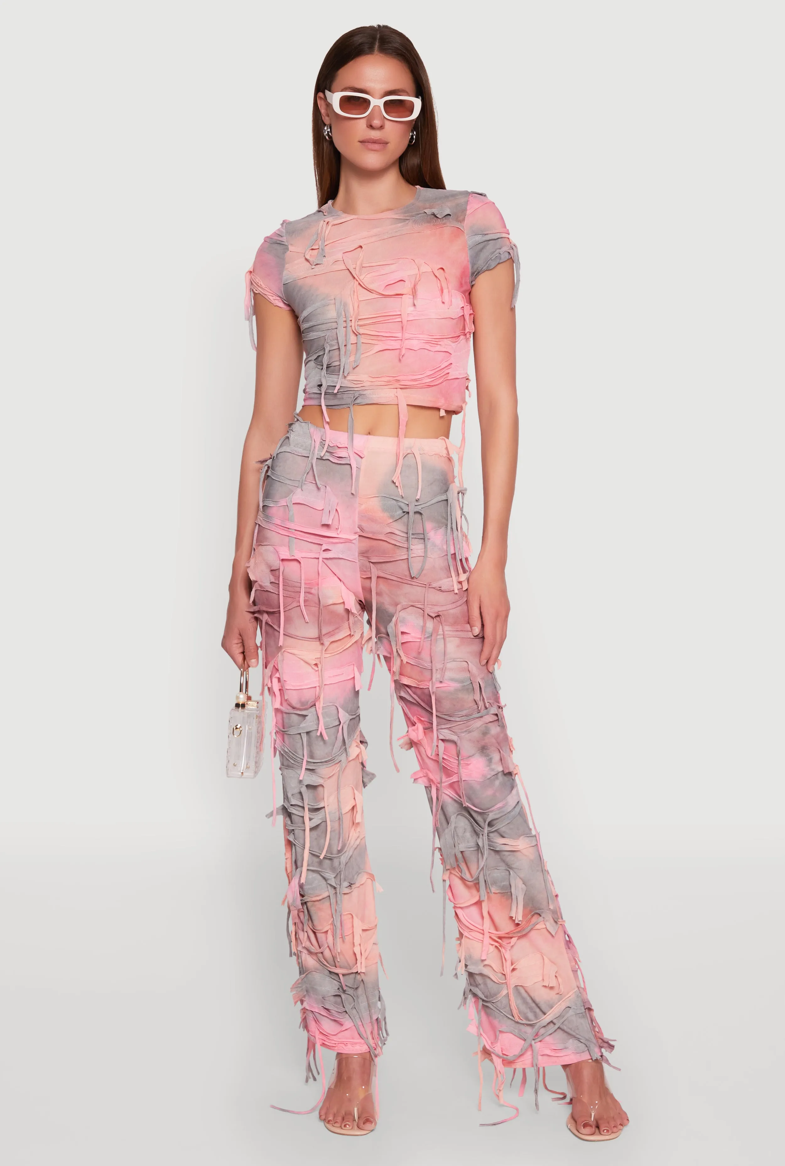 Tie Dye Distressed Crop Top sold by Rainbow product image thumbnail 3