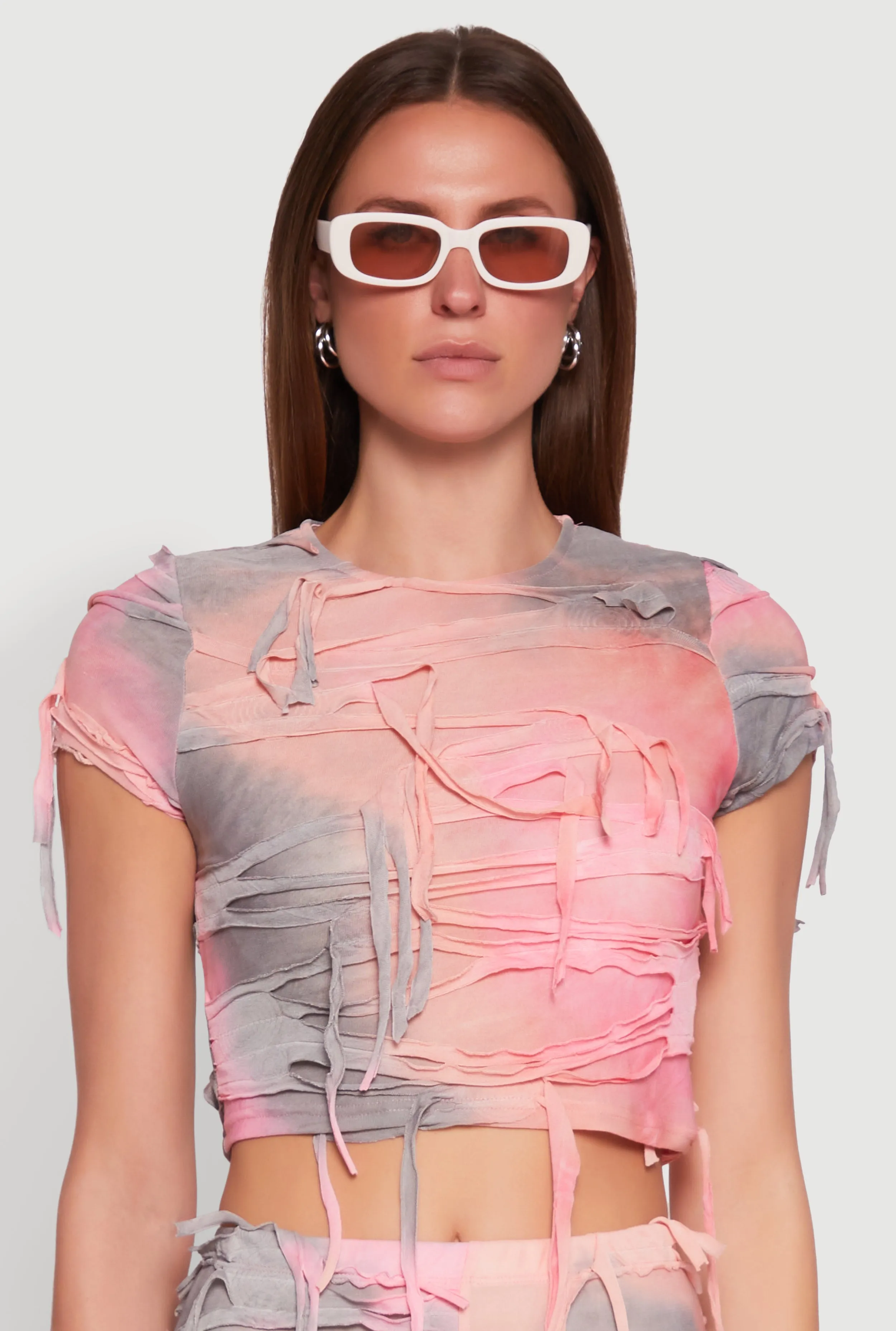 Tie Dye Distressed Crop Top sold by Rainbow