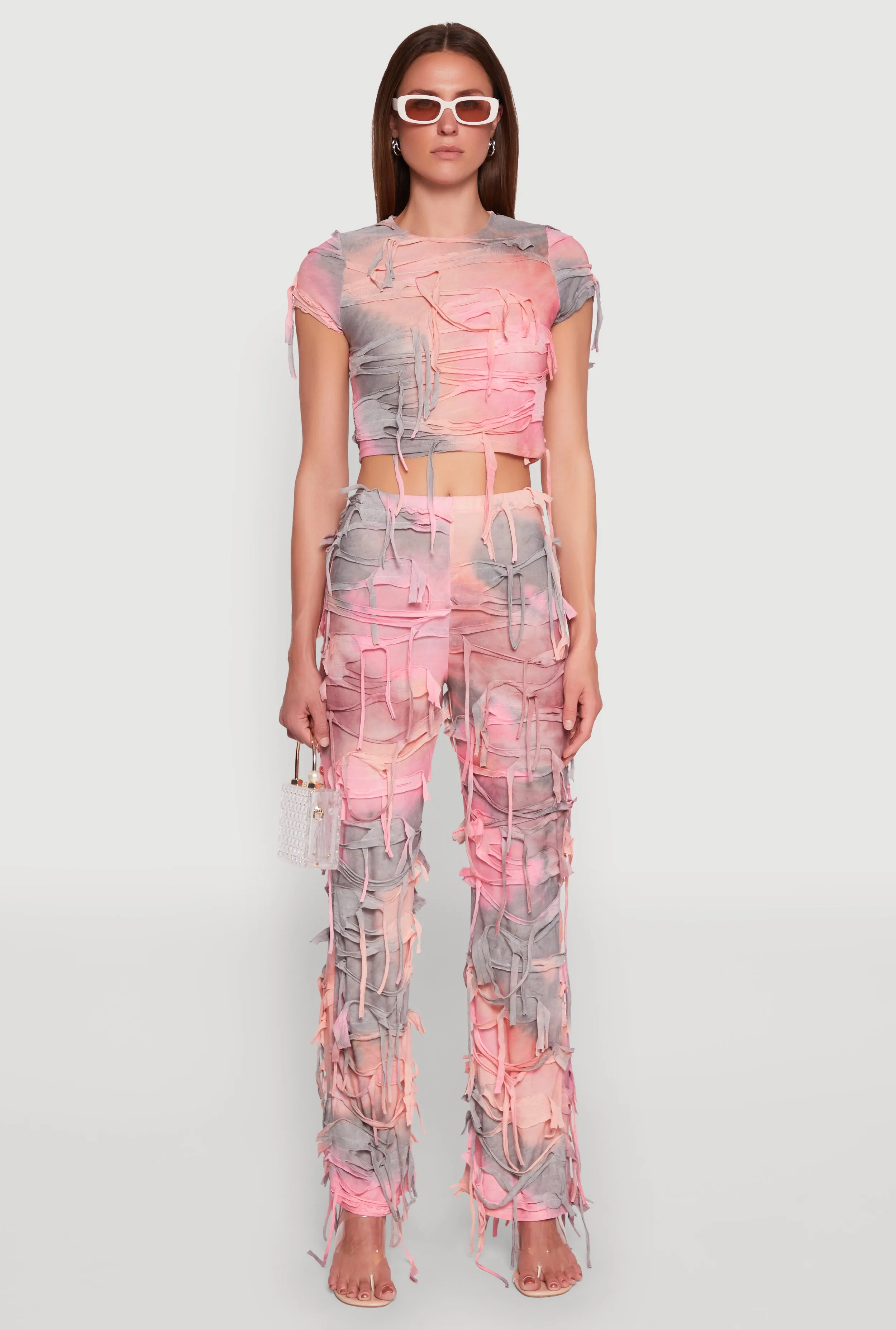 Tie Dye Distressed Crop Top sold by Rainbow product image thumbnail 2