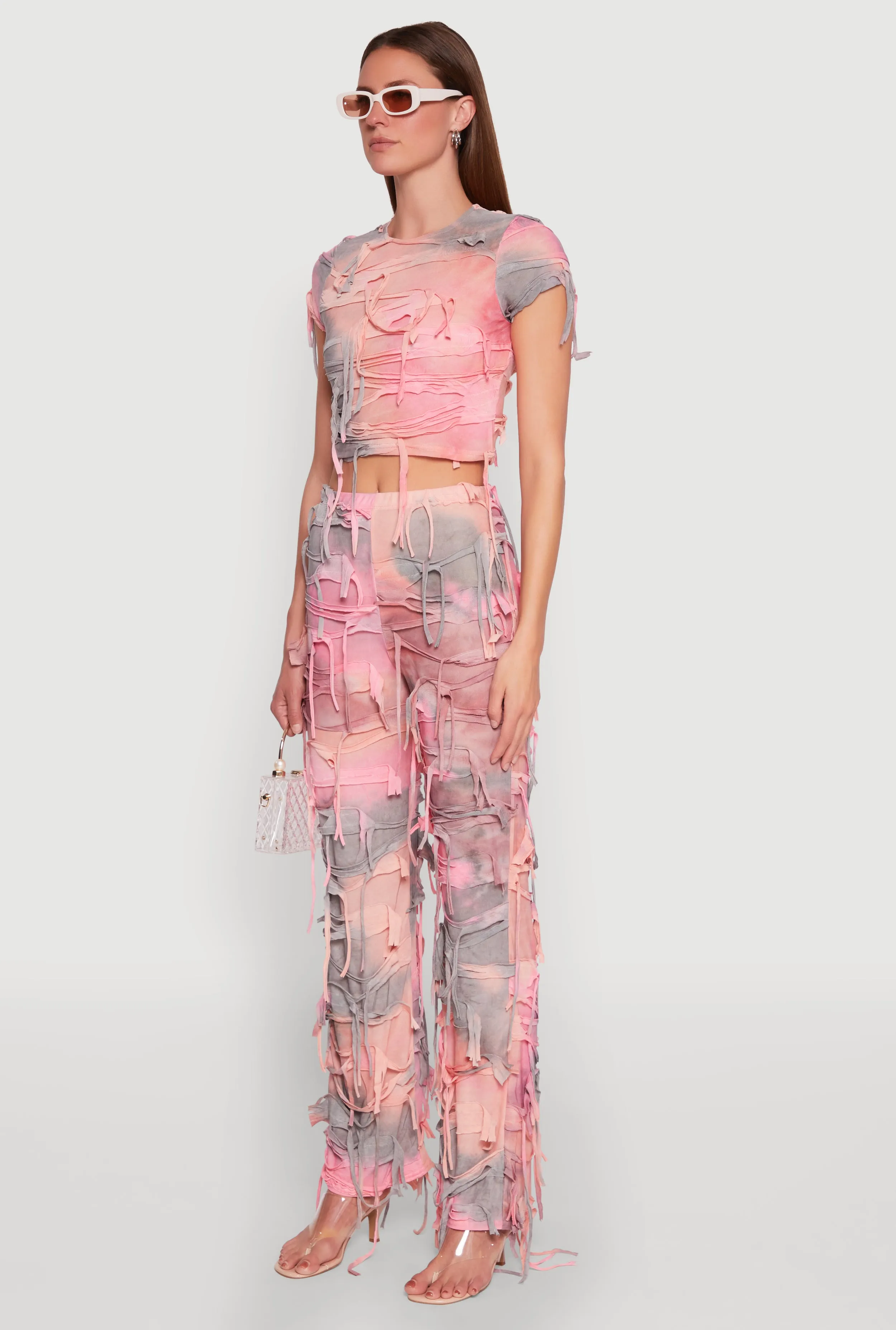 Tie Dye Distressed Crop Top sold by Rainbow product image thumbnail 5