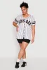 Plus Size Blessed 1 Pinstripe Baseball Shirt sold by Rainbow