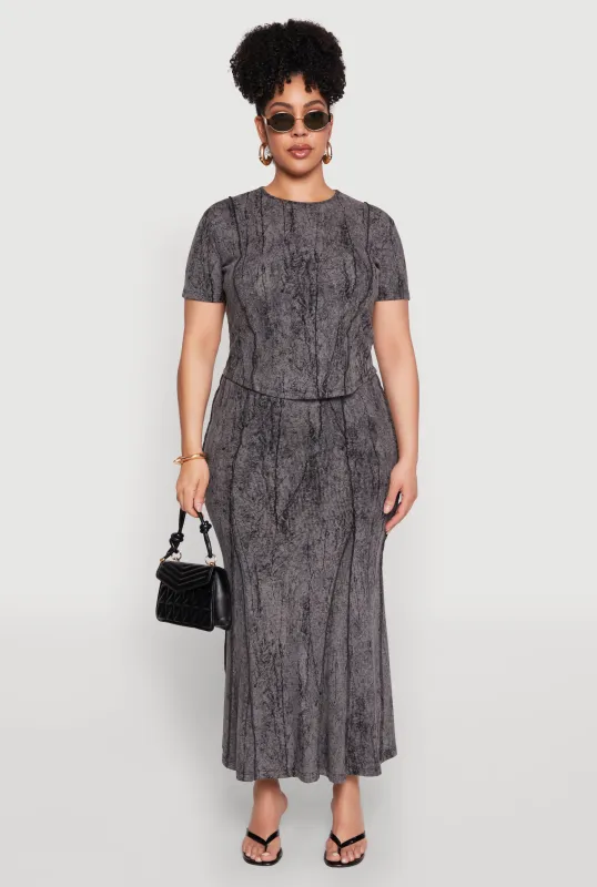 Plus Size Mineral Wash Mermaid Skirt sold by Rainbow