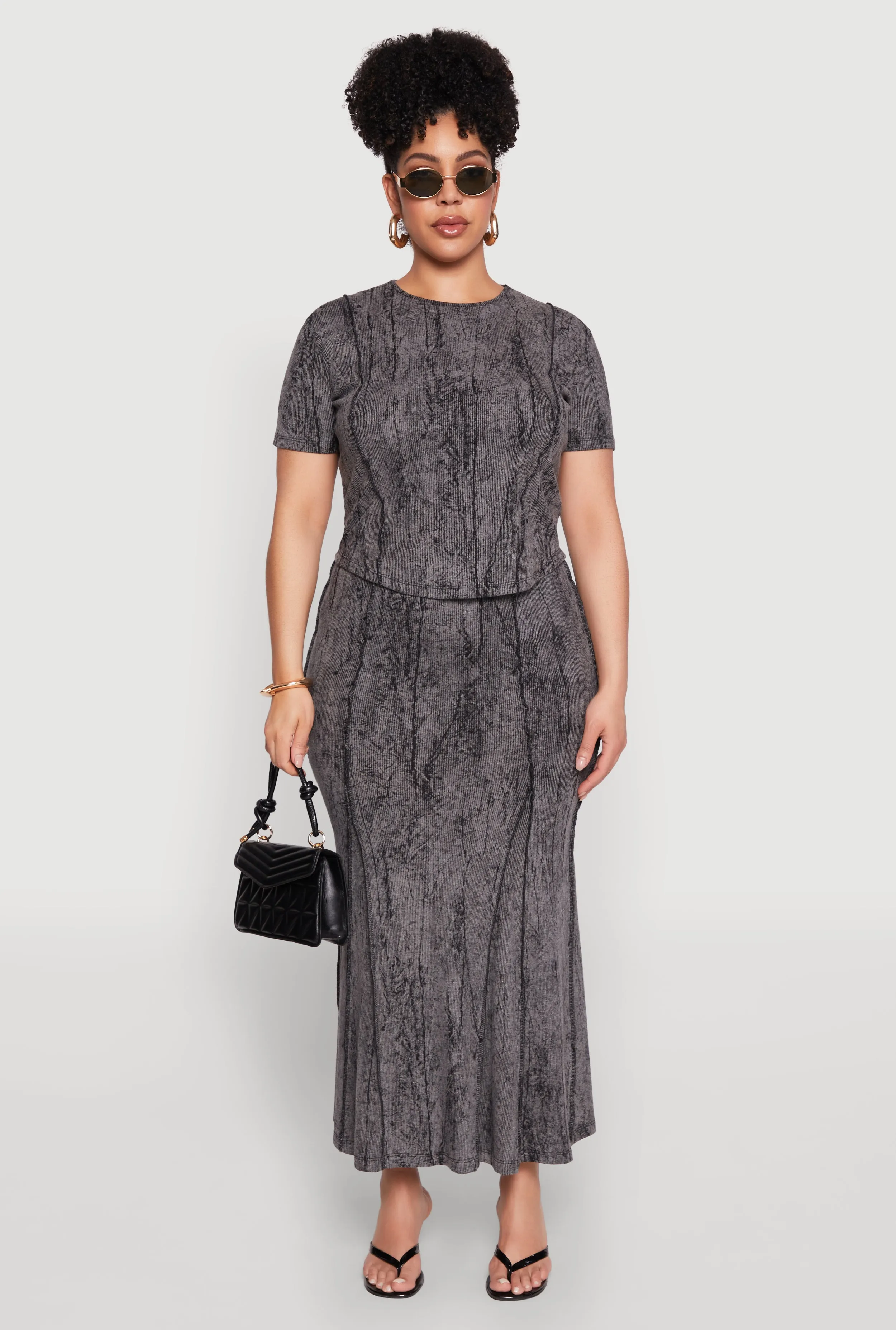 Plus Size Mineral Wash Mermaid Skirt sold by Rainbow