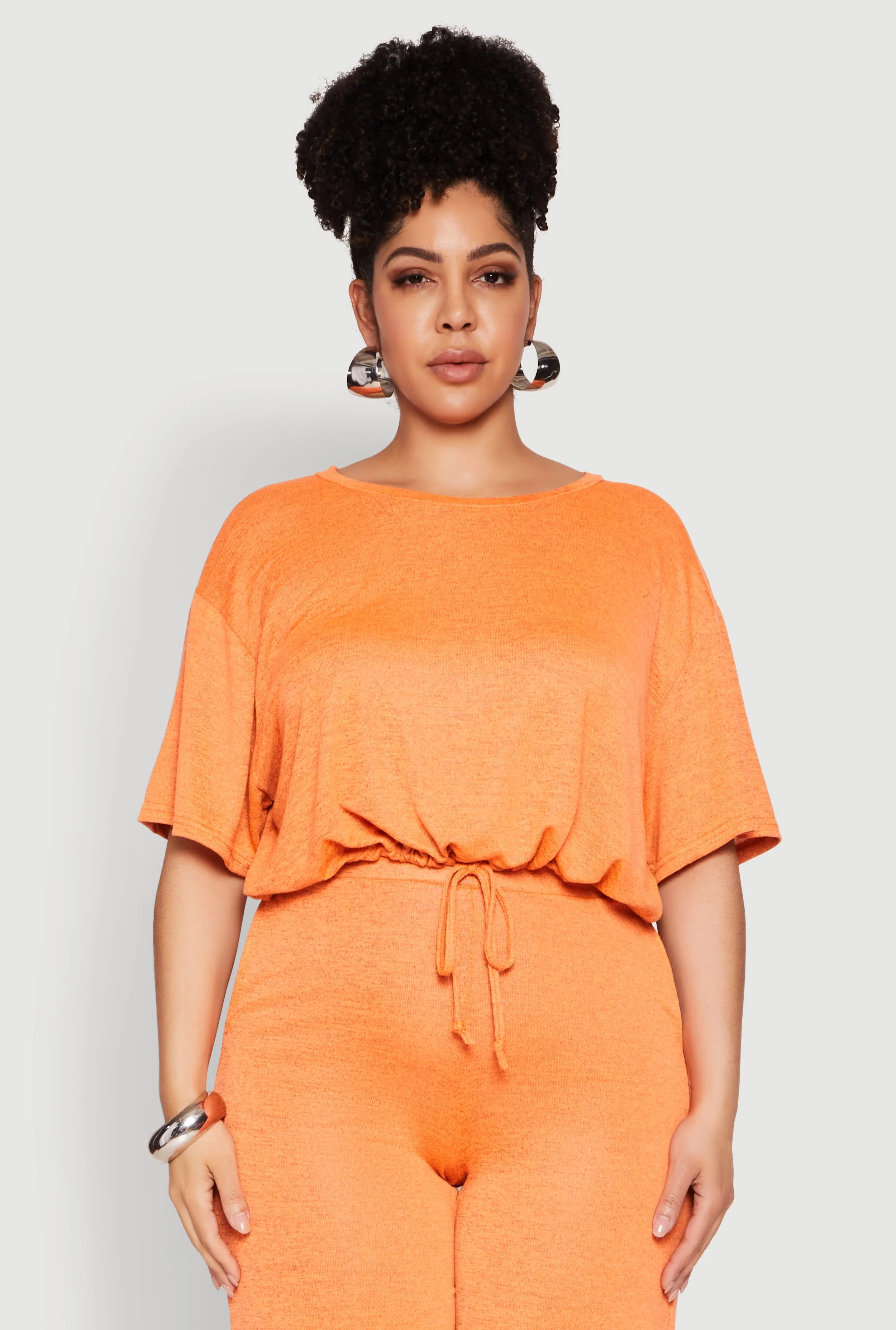 Plus Size Daisy Brushed Knit Drawstring Hem Tee sold by Rainbow