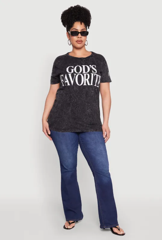 Plus Size Mineral Wash Gods Favorite Graphic Tee sold by Rainbow