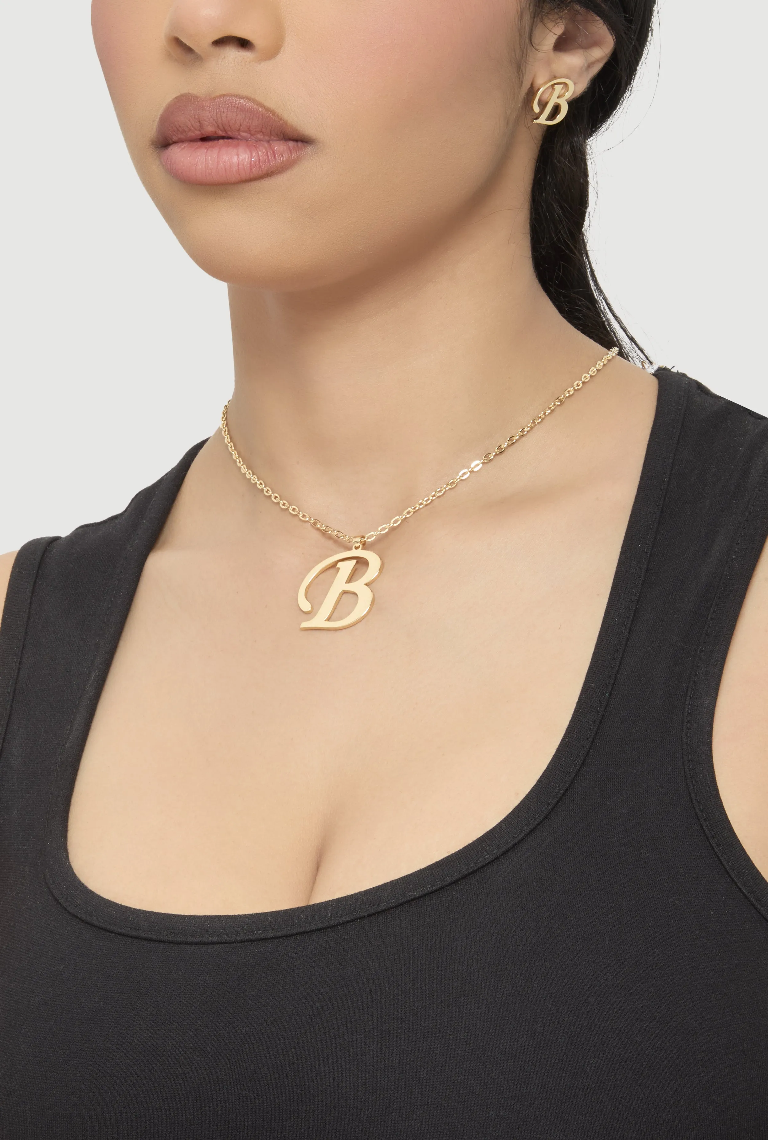 B Initial Necklace and Earrings sold by Rainbow product image thumbnail 2
