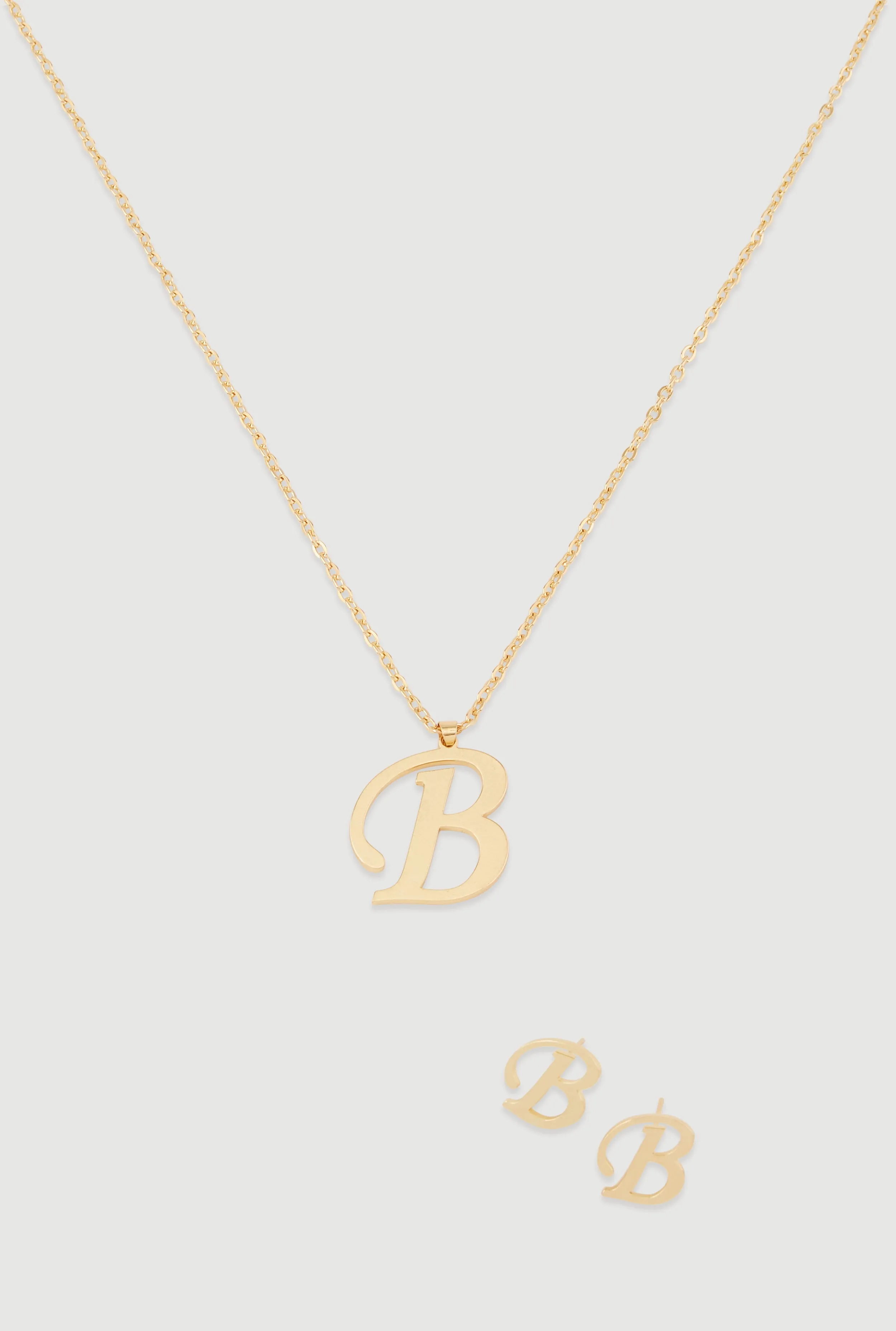 B Initial Necklace and Earrings sold by Rainbow