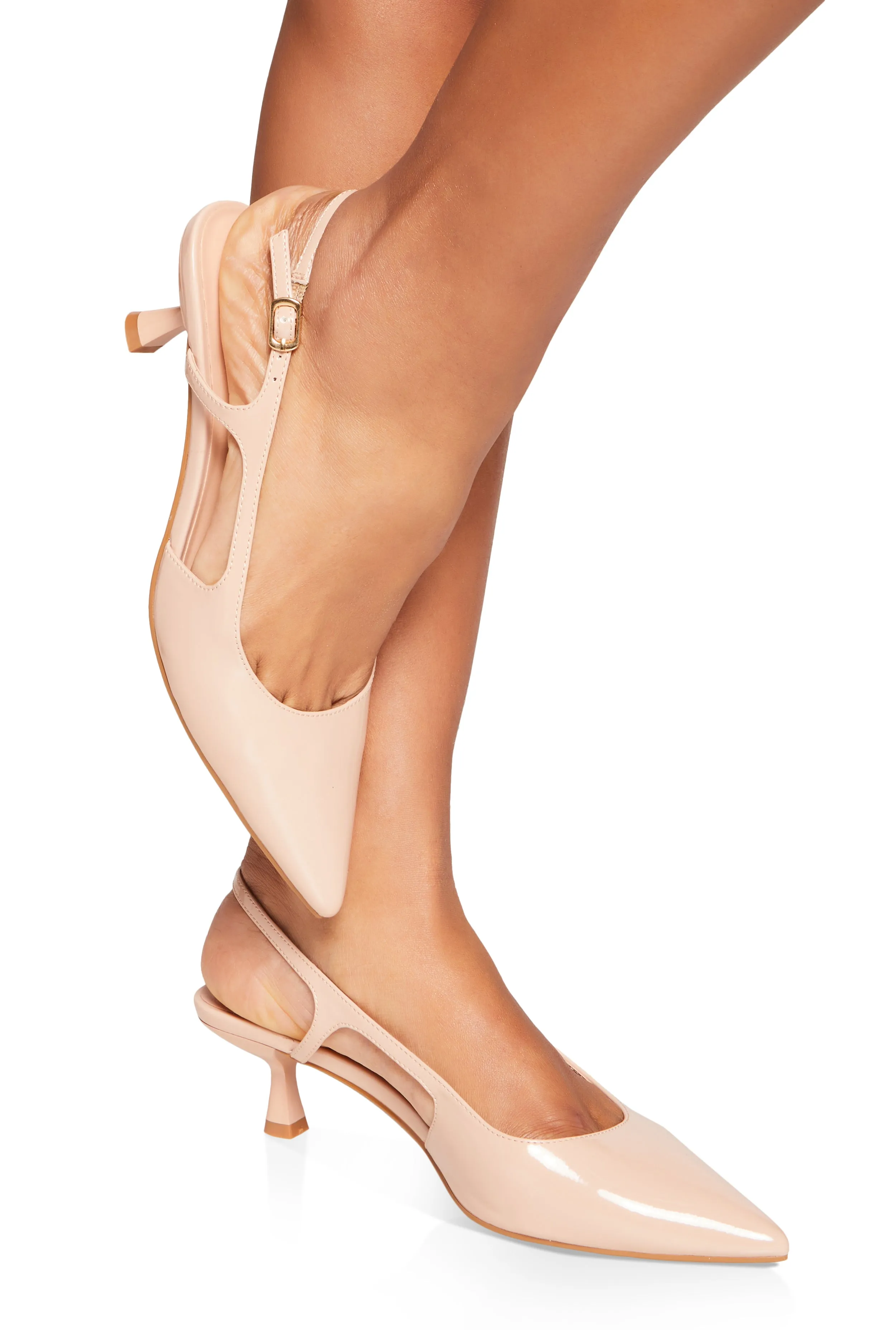 Pointed Toe Buckle Strap Kitten Heels sold by Rainbow