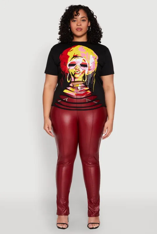 Plus Size Slashed Graphic Tee sold by Rainbow