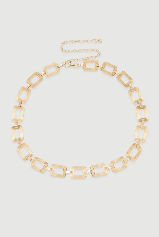 Plus Size Metallic Square Link Belt sold by Rainbow