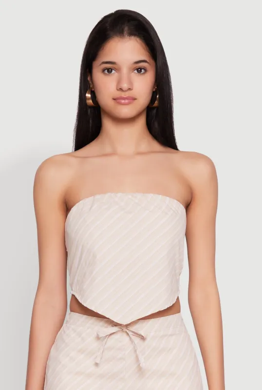 Cropped Pinstripe Tube Top sold by Rainbow