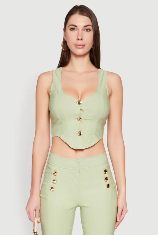 Cropped Corset Detail Vest sold by Rainbow