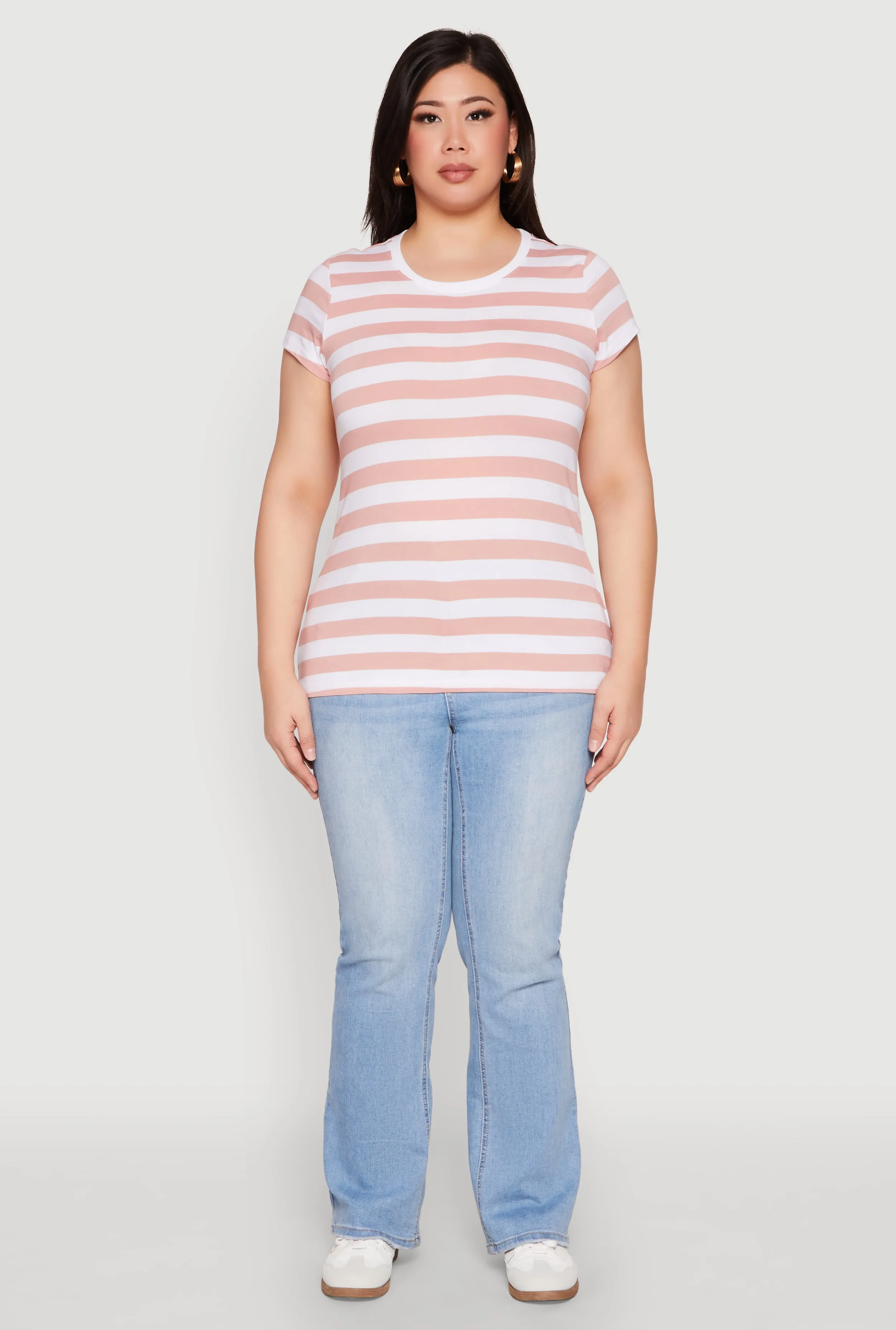 Plus Size Striped Crew Neck Tee sold by Rainbow product image thumbnail 3