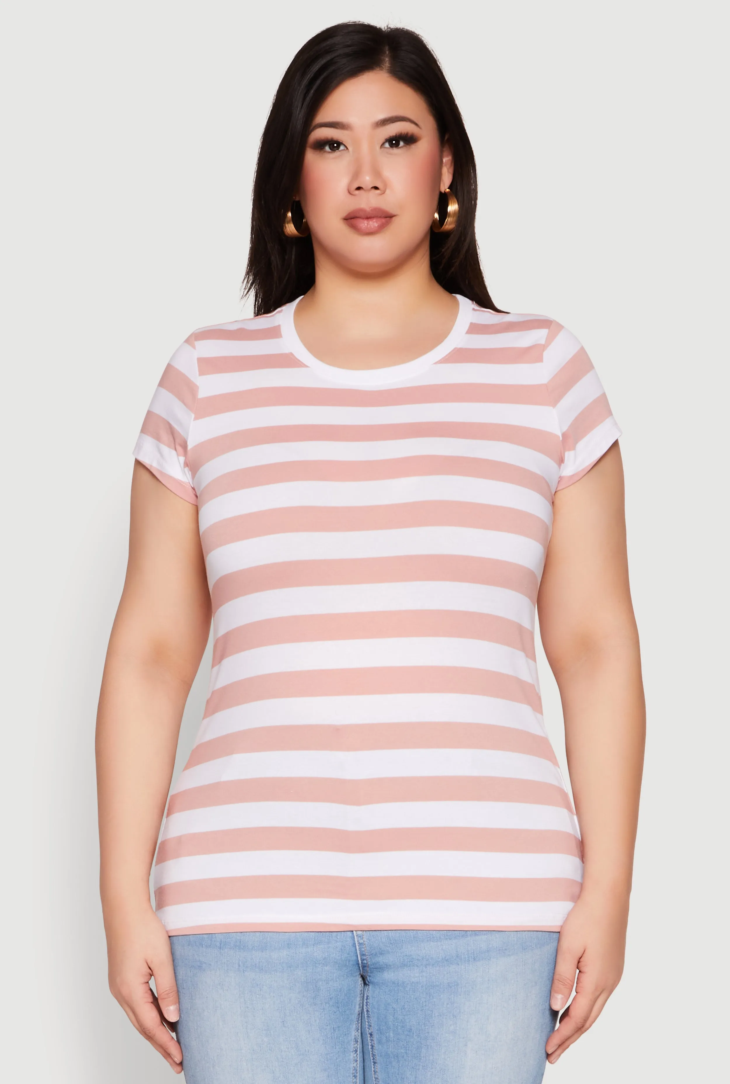 Plus Size Striped Crew Neck Tee sold by Rainbow product image thumbnail 2