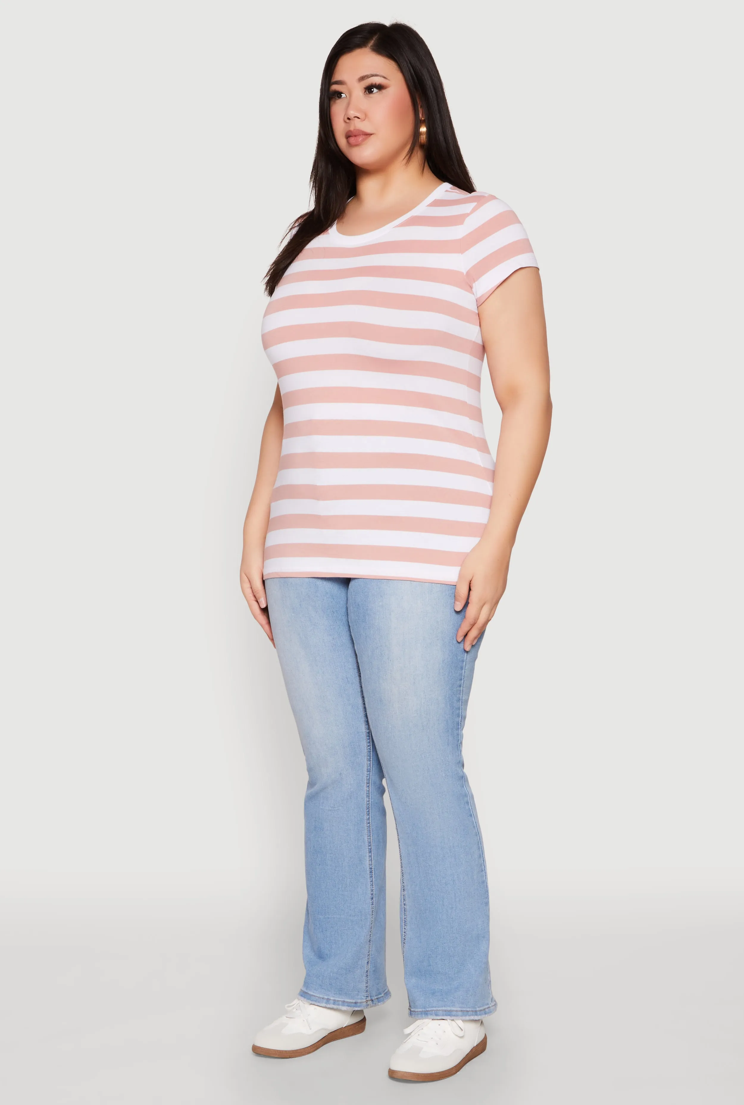Plus Size Striped Crew Neck Tee sold by Rainbow product image thumbnail 5